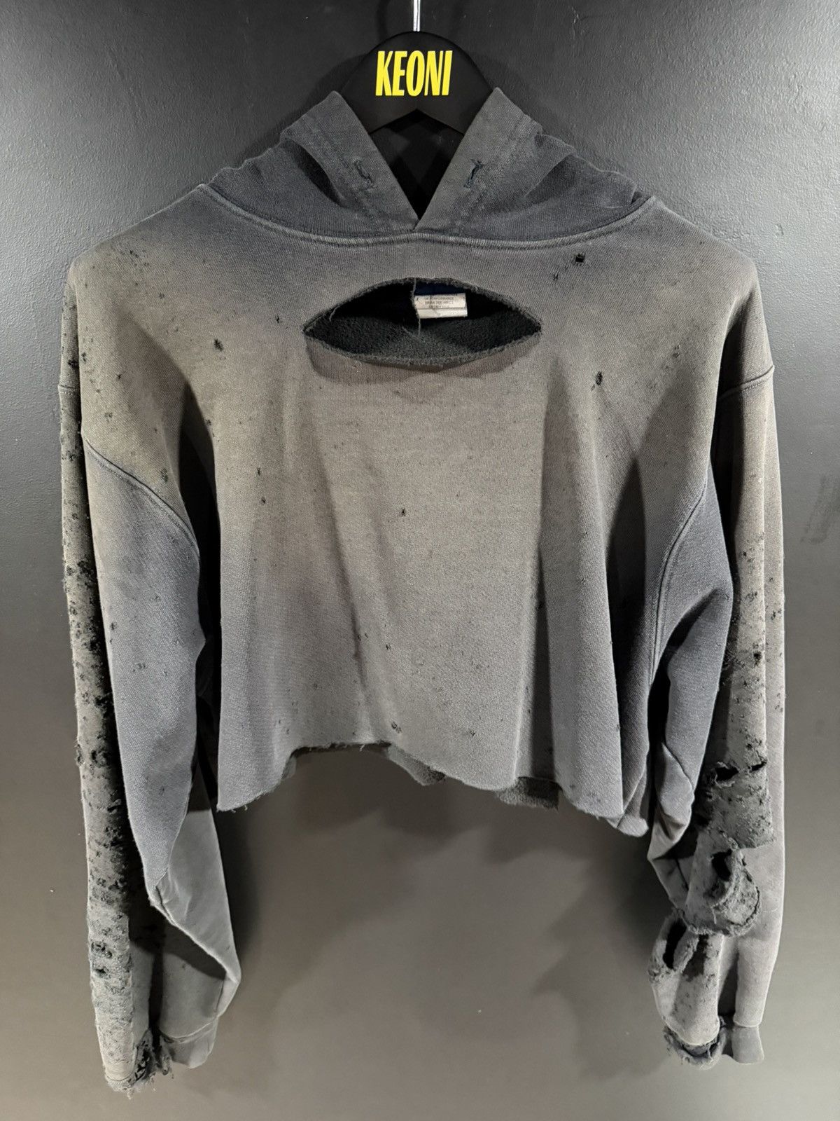 Vintage 2010s Vintage FR Sun Faded Thrashed Cropped Grunge Hoodie XL Size US XL / EU 56 / 4 - 2 Thumbnail