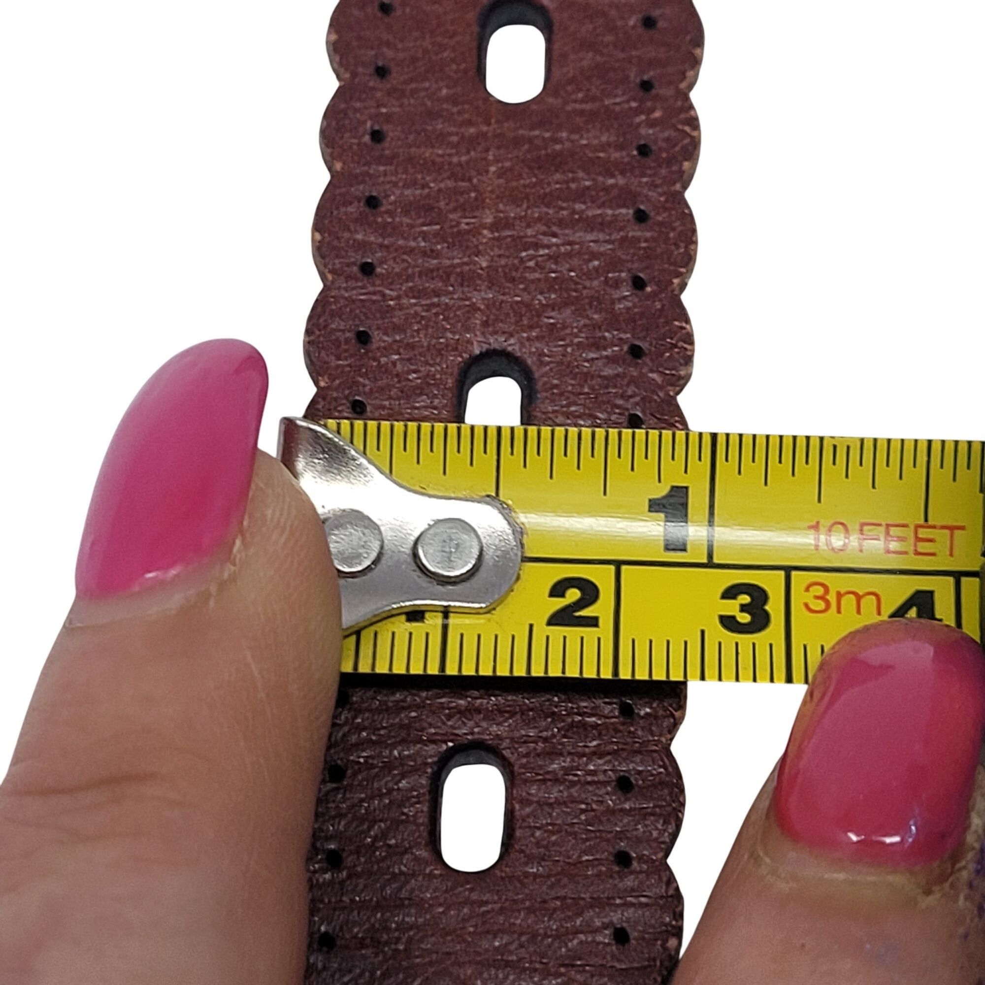Fossil Vintage Fossil Womens Brown Leather Belt L Scalloped Perfora Size ONE SIZE - 5 Thumbnail