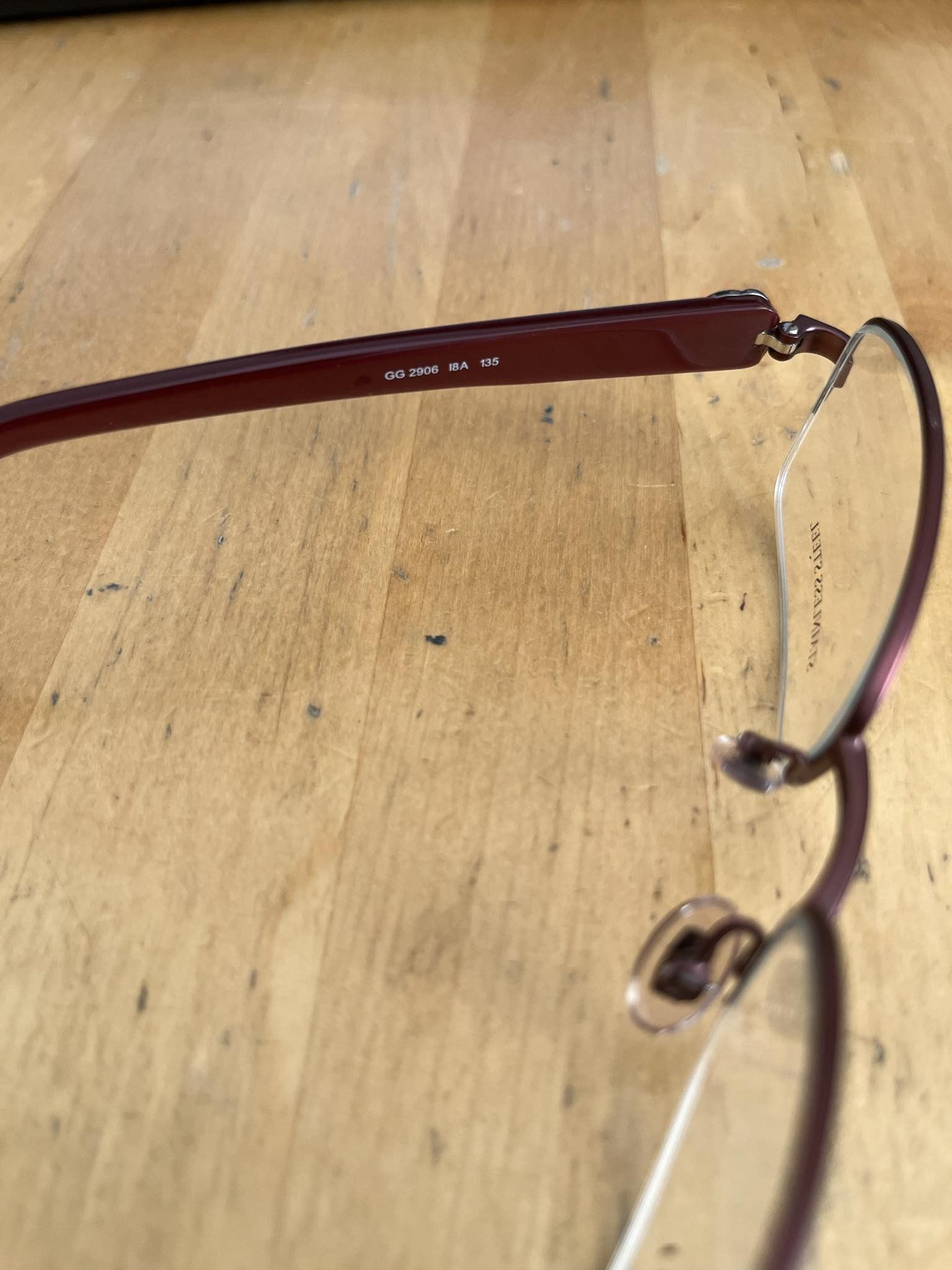 Gucci × Vintage 90's Gucci Wine Red Monogram Rectangular Frame Glasses Size ONE SIZE - 8 Thumbnail