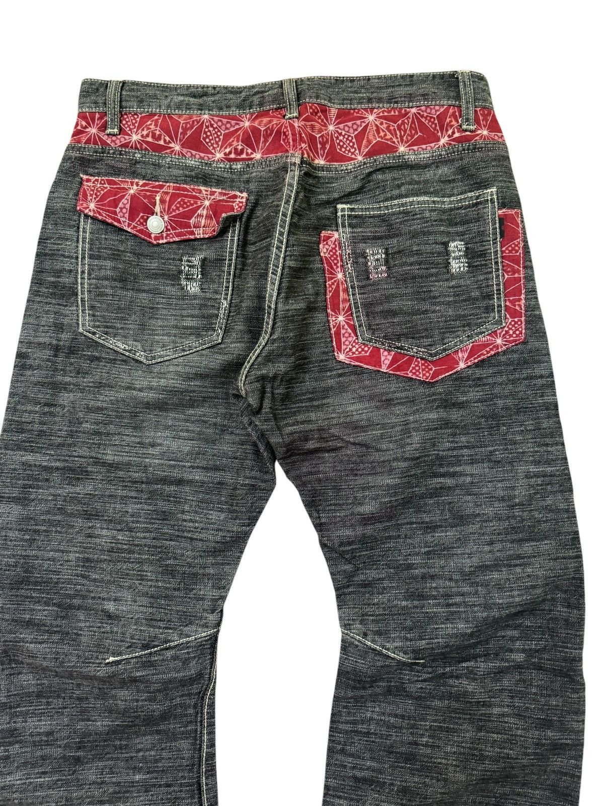 Hysteric Glamour Distressed Bee Bell Floral Red Pattern Accents Style Denim Size US 31 - 9 Thumbnail