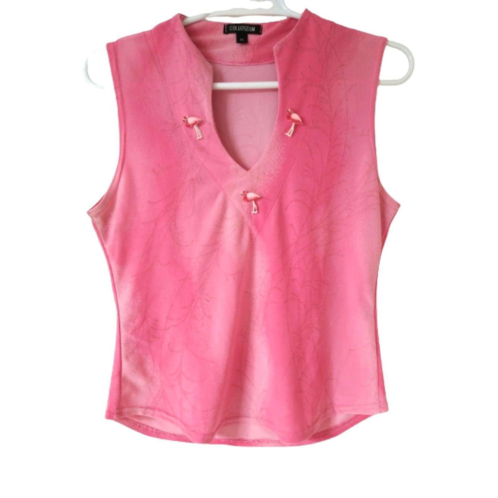 The Unbranded Brand Colosseum Women's T-shirt Light Pink with Flamingoes Size M Size M / US 6-8 / IT 42-44 - 1 Thumbnail