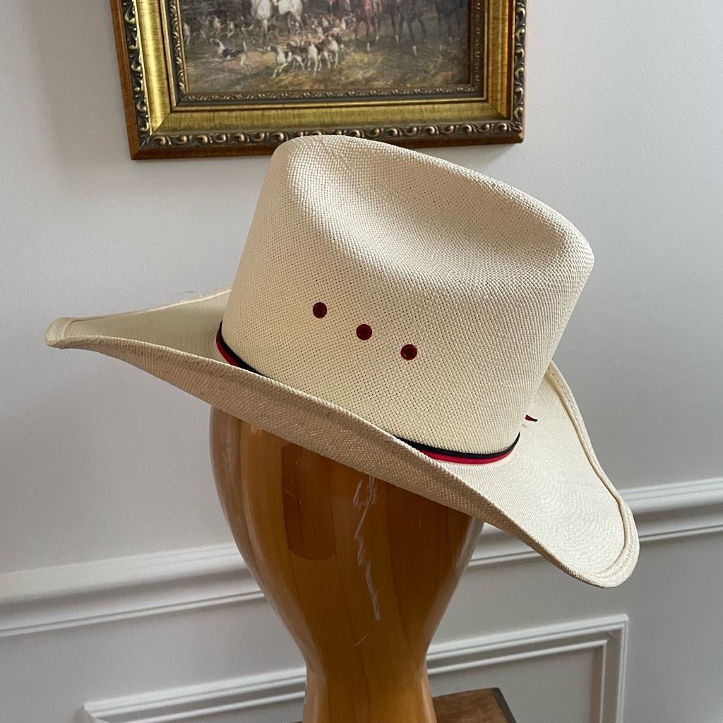 Other Genuine Shantung Straw Cowboy Cowgirl Hat 21” Small Size ONE SIZE - 2 Thumbnail
