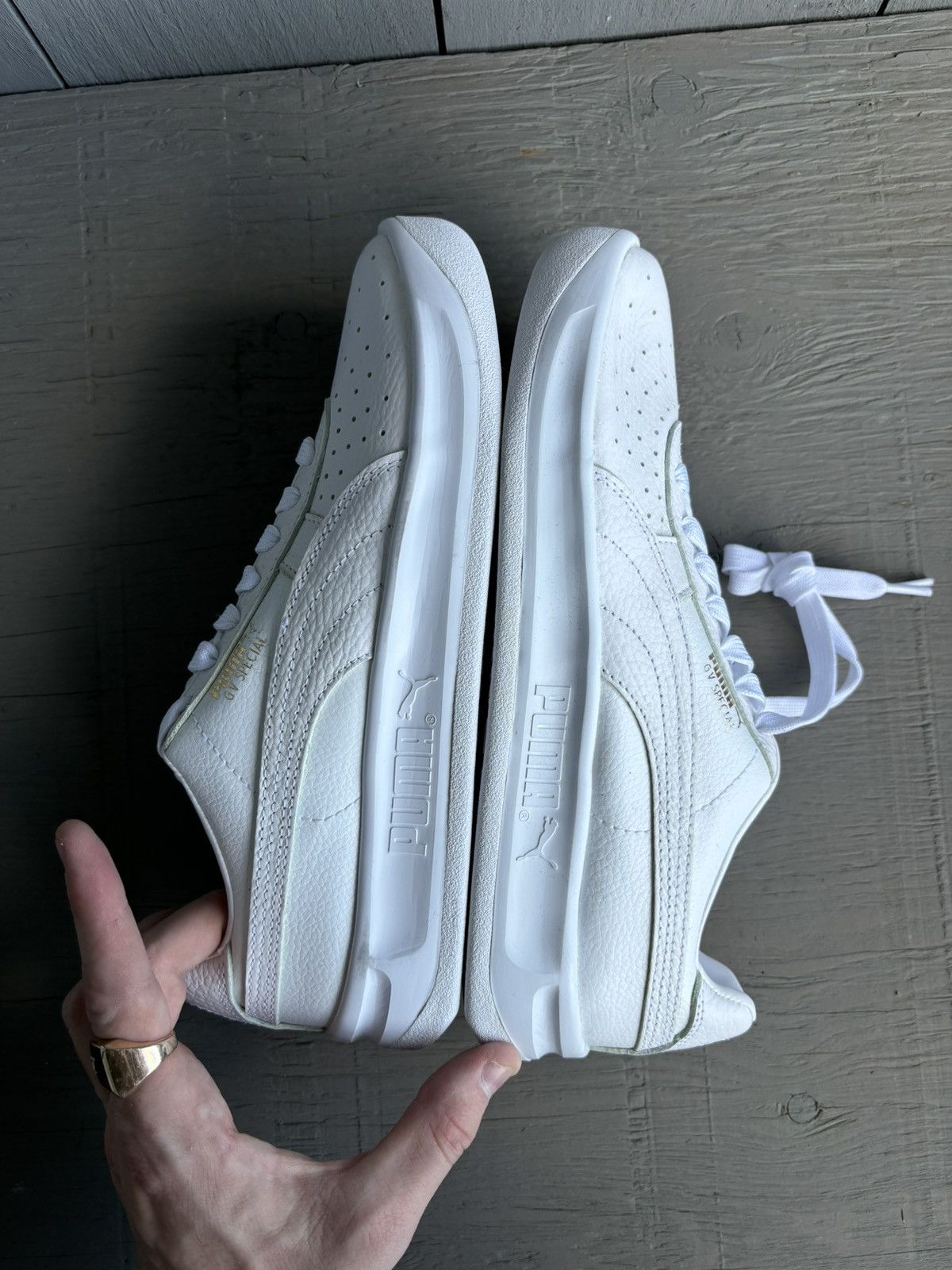 Puma Puma GV Special All White Leather Puma Sneakers Force 1 Mens Size US 8 / EU 41 - 4 Thumbnail