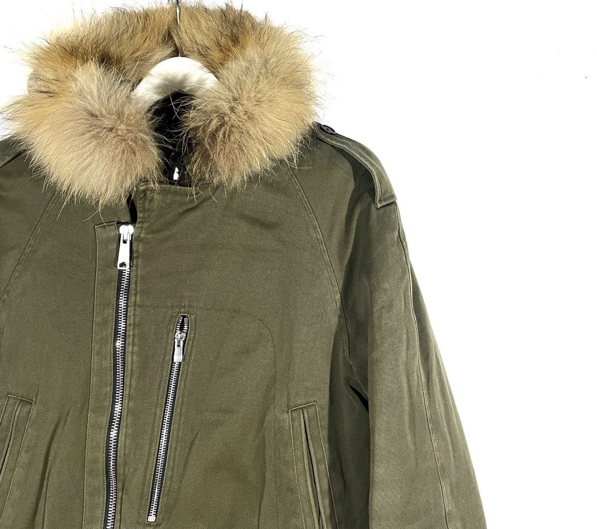 Sandro Sandro Paris Women Denim Green Fur Opium Jacket Size S Size S / US 4 / IT 40 - 3 Thumbnail