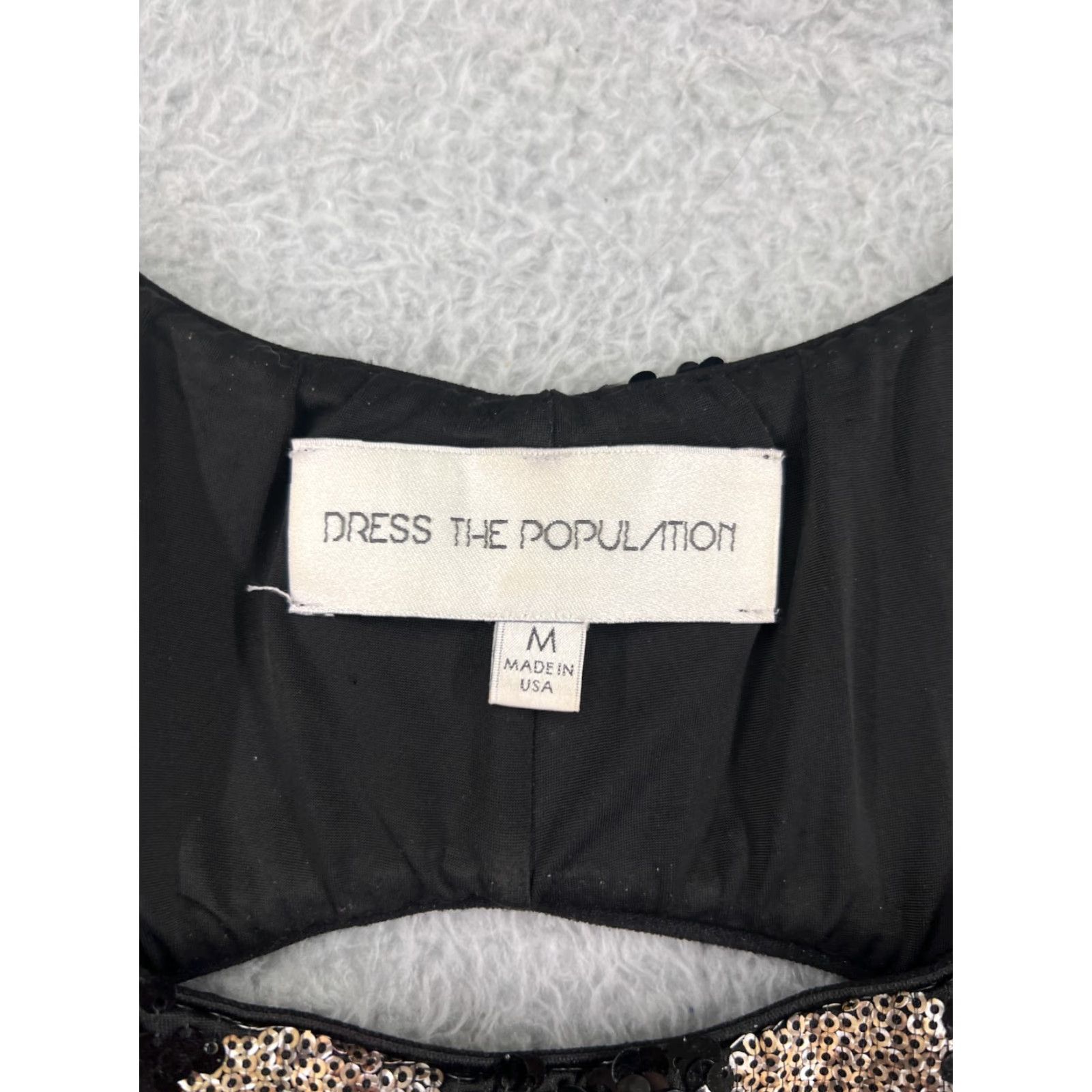 Dress the Population Dress The Population Dress Women's Medium Black Silver Stripes Sequin Open Back Dress Size M / US 6-8 / IT 42-44 - 3 Thumbnail