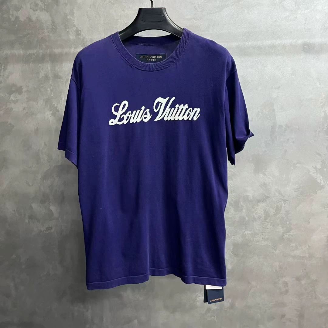 Louis Vuitton Louis Vuitton Blue Letter Print Crewneck T-Shirt Size US L / EU 52-54 / 3 - 1 Thumbnail