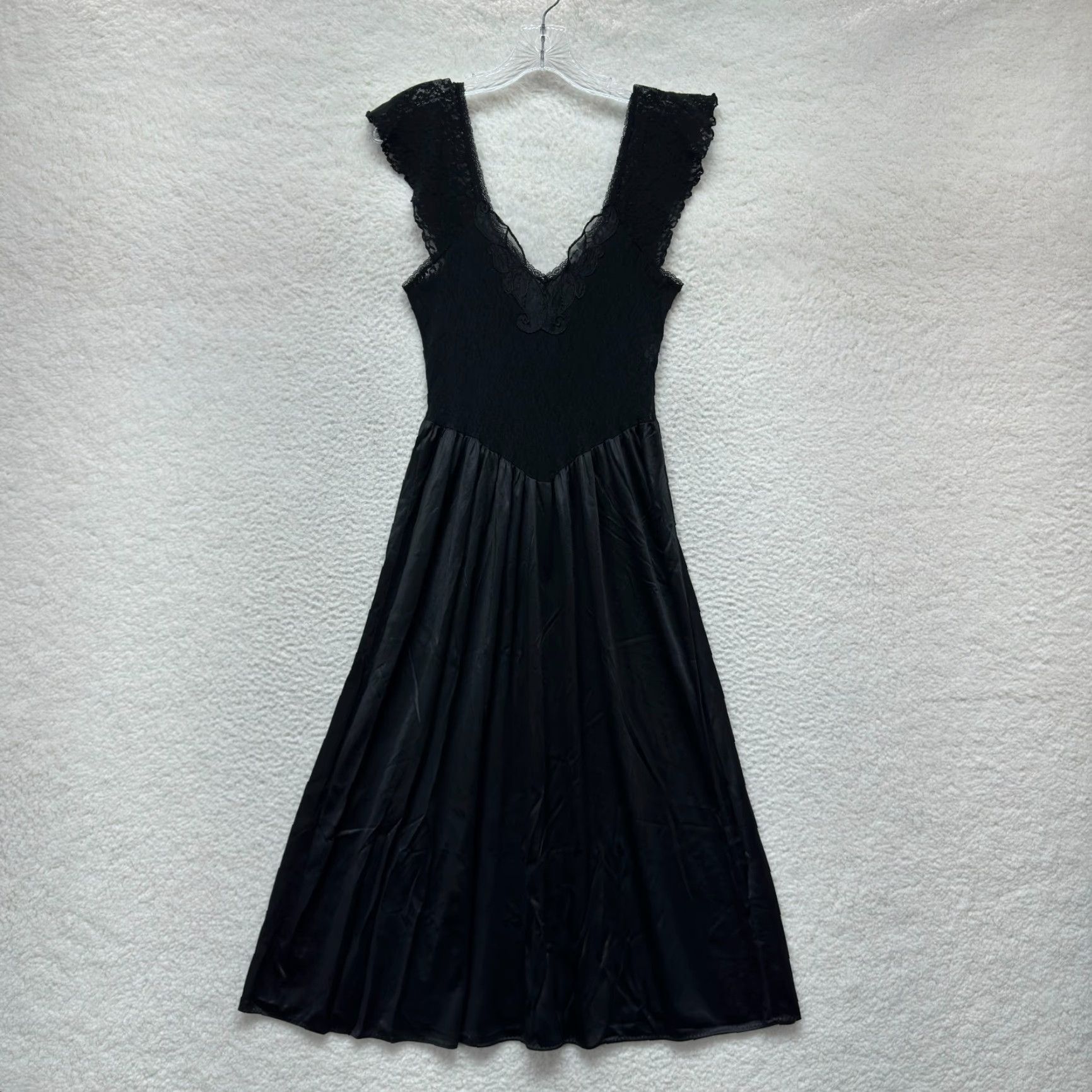 Vintage VINTAGE 90s Cinema Etoile Maxi Slip Sleep Dress Nightgown S Black Lace Edwardian Victorian Womens Size S / US 4 / IT 40 - 2 Thumbnail