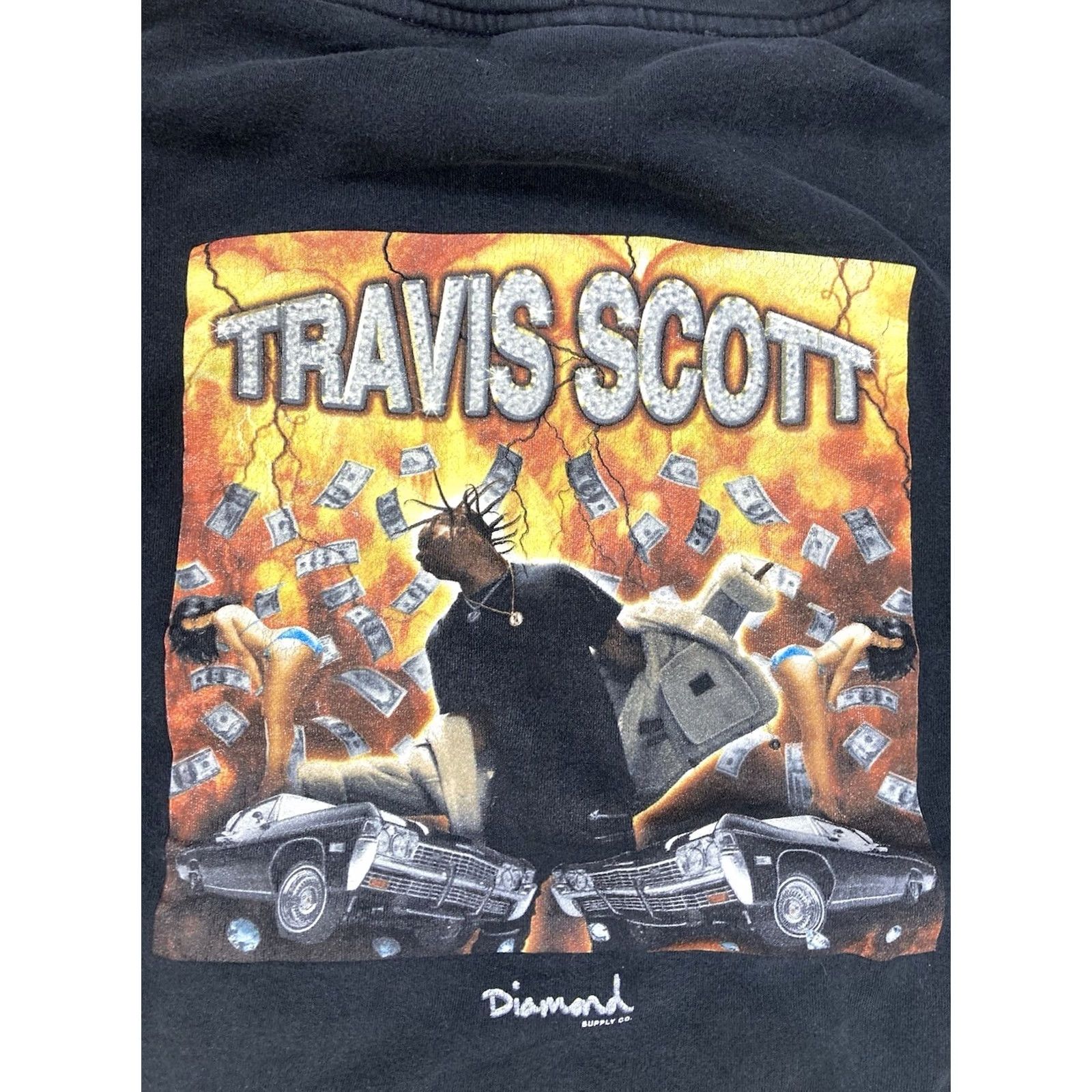 Diamond Supply Co. VINTAGE Diamond Supply Travis Scott Hoodie Men Small Black Pullover Shirt Hooded Graphic Print Pockets Logo 90s Hip Hop Music Size US S / EU 44-46 / 1 - 2 Thumbnail