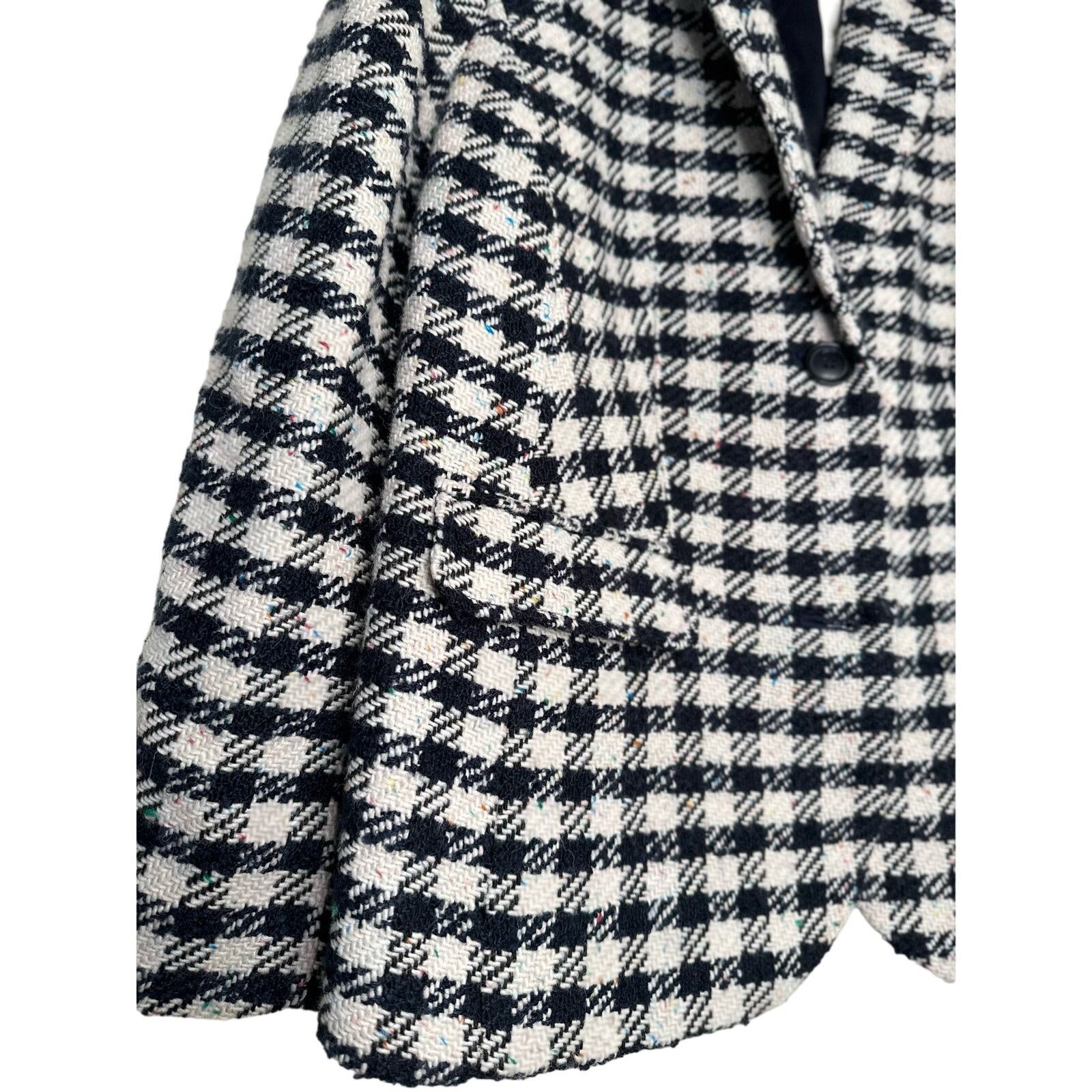 Robert Talbott Plus Petite NWT 14WP Confetti Navy White Checkered Blazer Size XL / US 12-14 / IT 48-50 - 3 Thumbnail