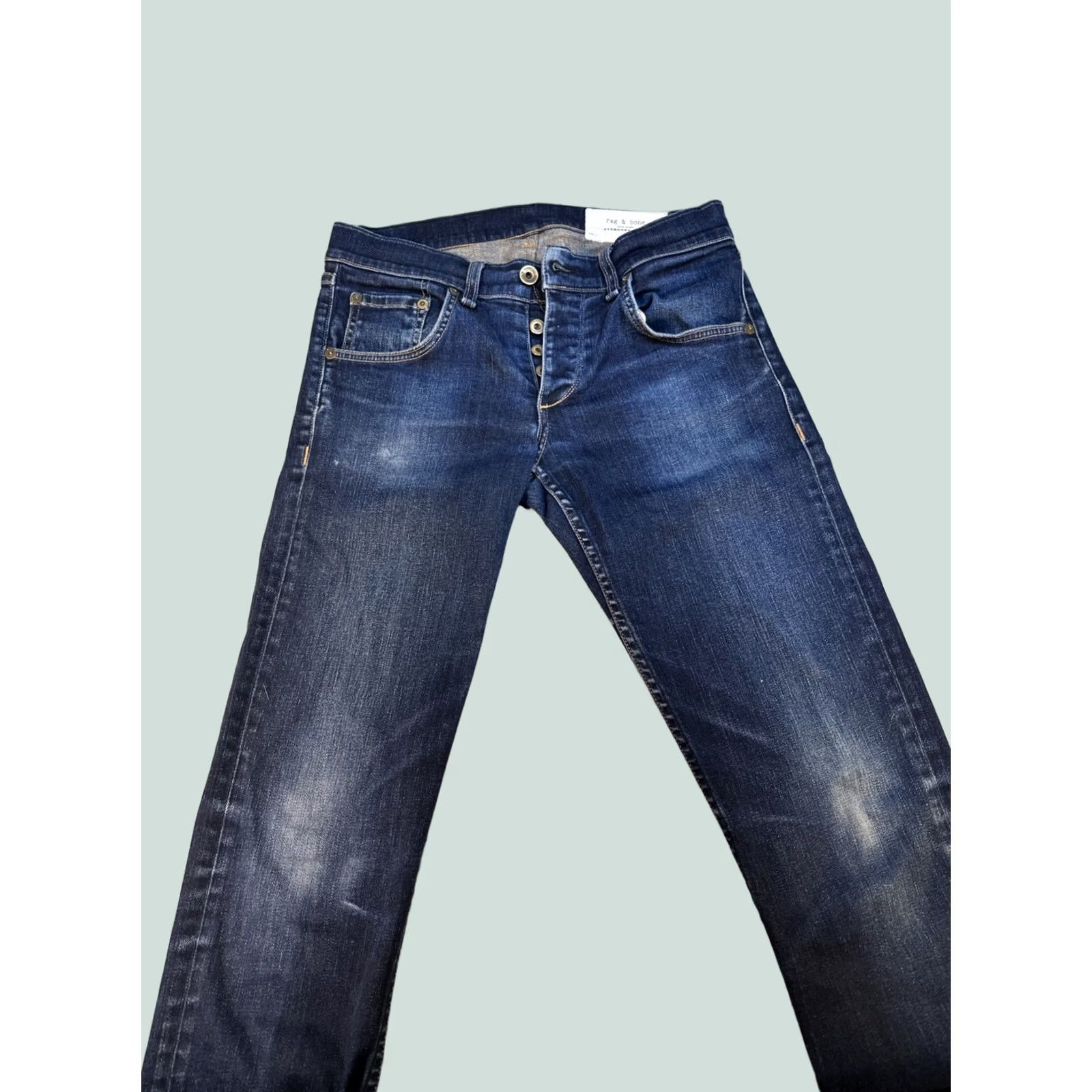 Rag & Bone rag & bone Jeans Mens 28x34 Blue Denim Skinny Leg Button Fly Pants Size US 28 / EU 44 - 1 Thumbnail