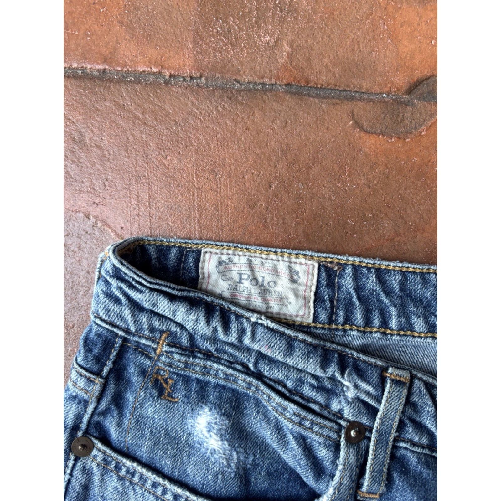 Ralph Lauren VINTAGE Polo Ralph Lauren Astor Slim Boyfriend Jeans Paint Splatter Womens 27 Distressed Size 27" / US 4 / IT 40 - 4 Thumbnail