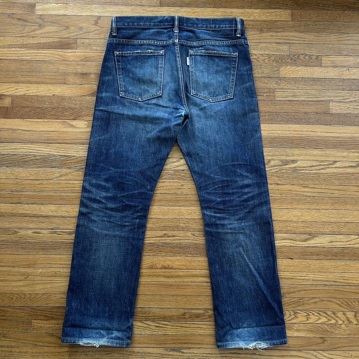 Beams Japan Distressed and Faded Straight Leg Raw Denim Jeans Size US 34 / EU 50 - 1 Thumbnail