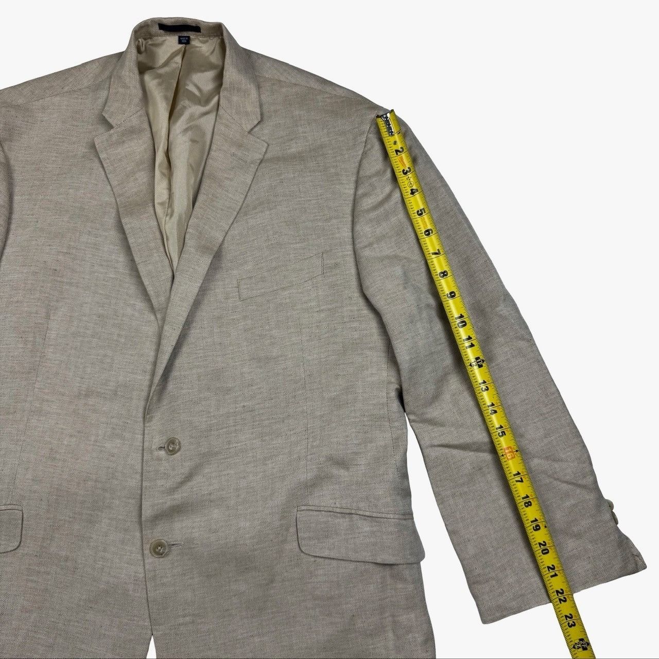Jos. A. Bank Jos A. Bank 1905 Men's Linen Blend Blazer Jacket Beige Herri Size 46R - 11 Thumbnail