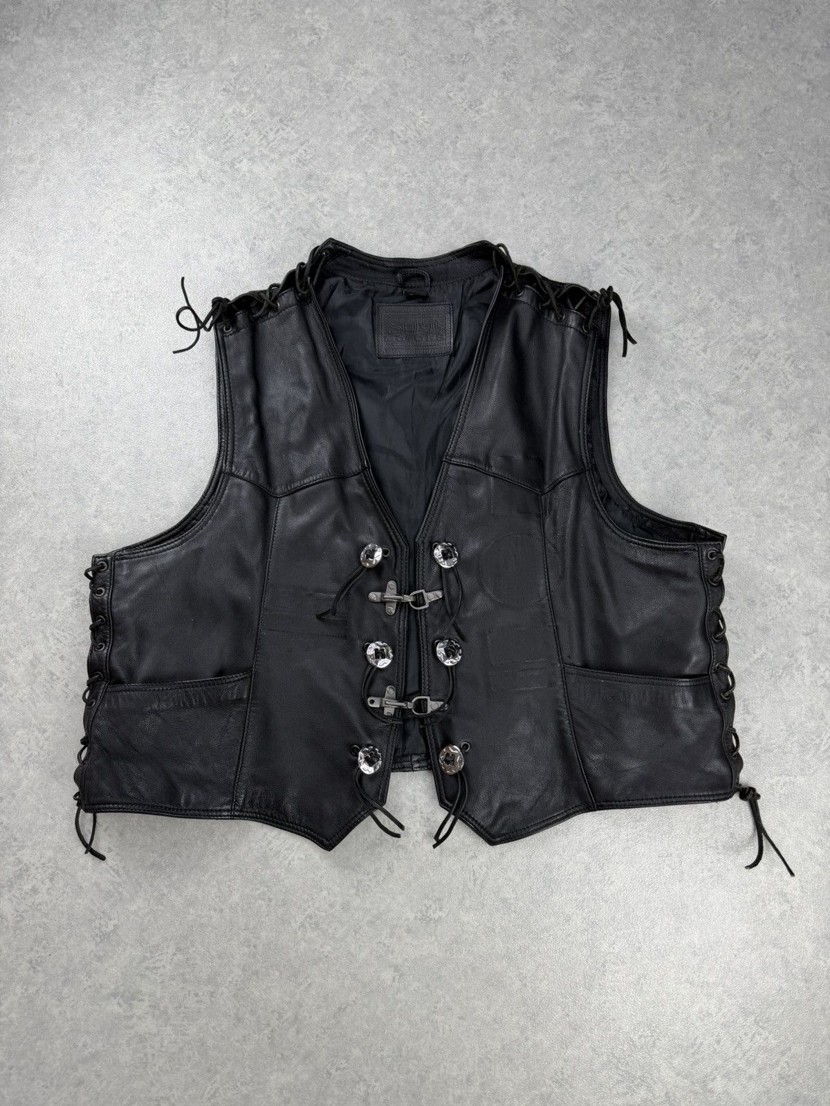Vintage Spirit Motors Leather Vest Black Biker Motorcycle Size 3XL Size US XXL / EU 58 / 5 - 1 Thumbnail