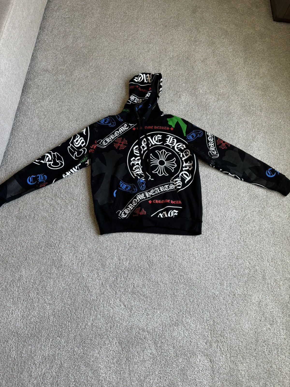 image of Chrome Hearts Stencil Hoodie Black, Men's (Size Medium)