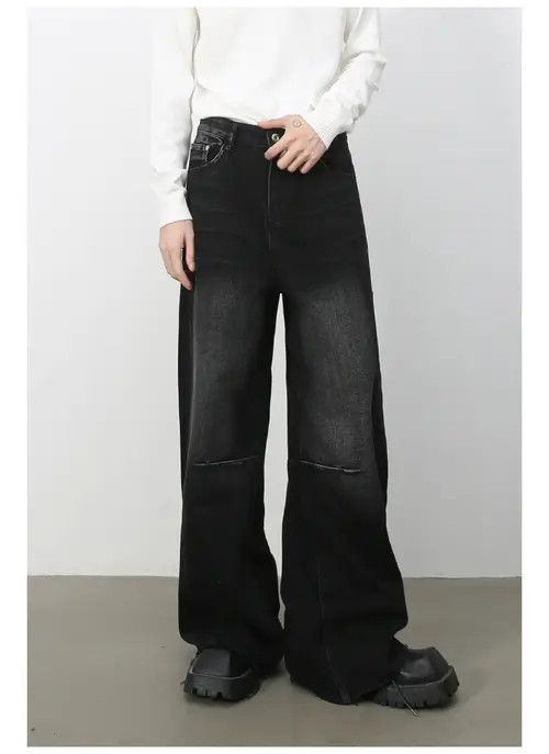 VIBE American trendy street patchwork men's straight loose jeans Size US 32 / EU 48 - 3 Thumbnail