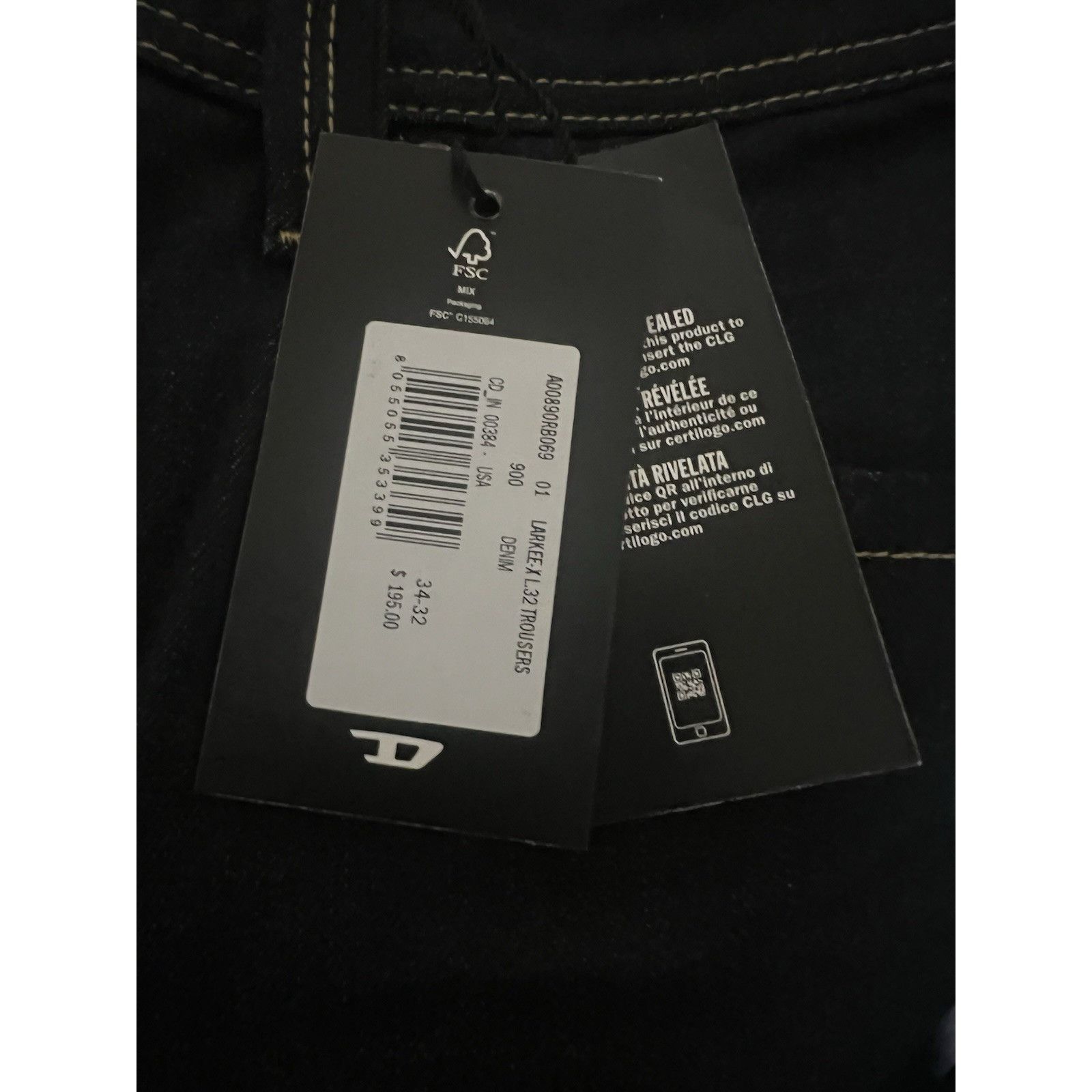 Diesel Diesel Mens Jeans Larkee Straight RB069 Dark Blue Size 34/32 Size US 34 / EU 50 - 7 Thumbnail