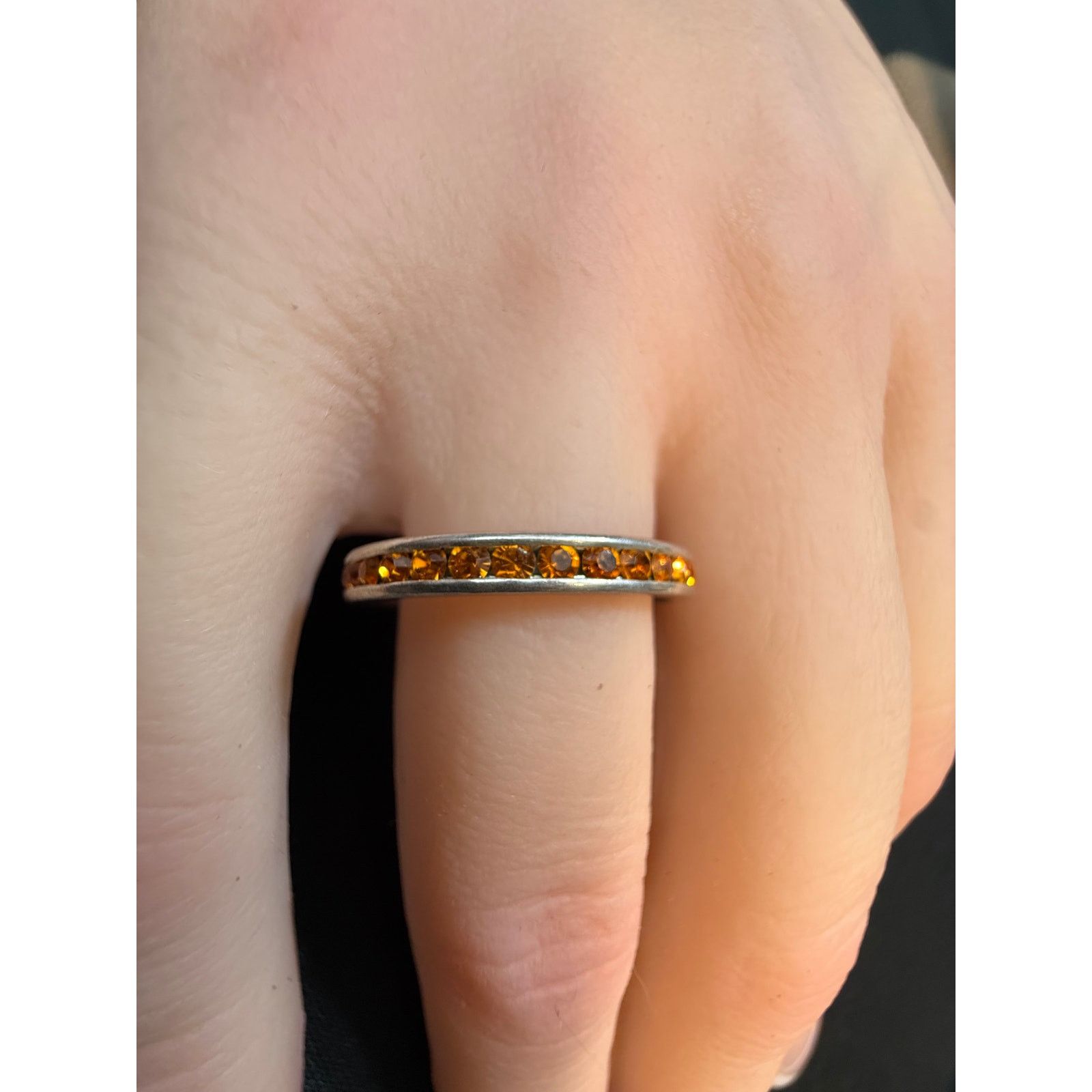 Other Sterling Silver Orange Swarovski Ring Size 8.5-9 Size ONE SIZE - 5 Thumbnail
