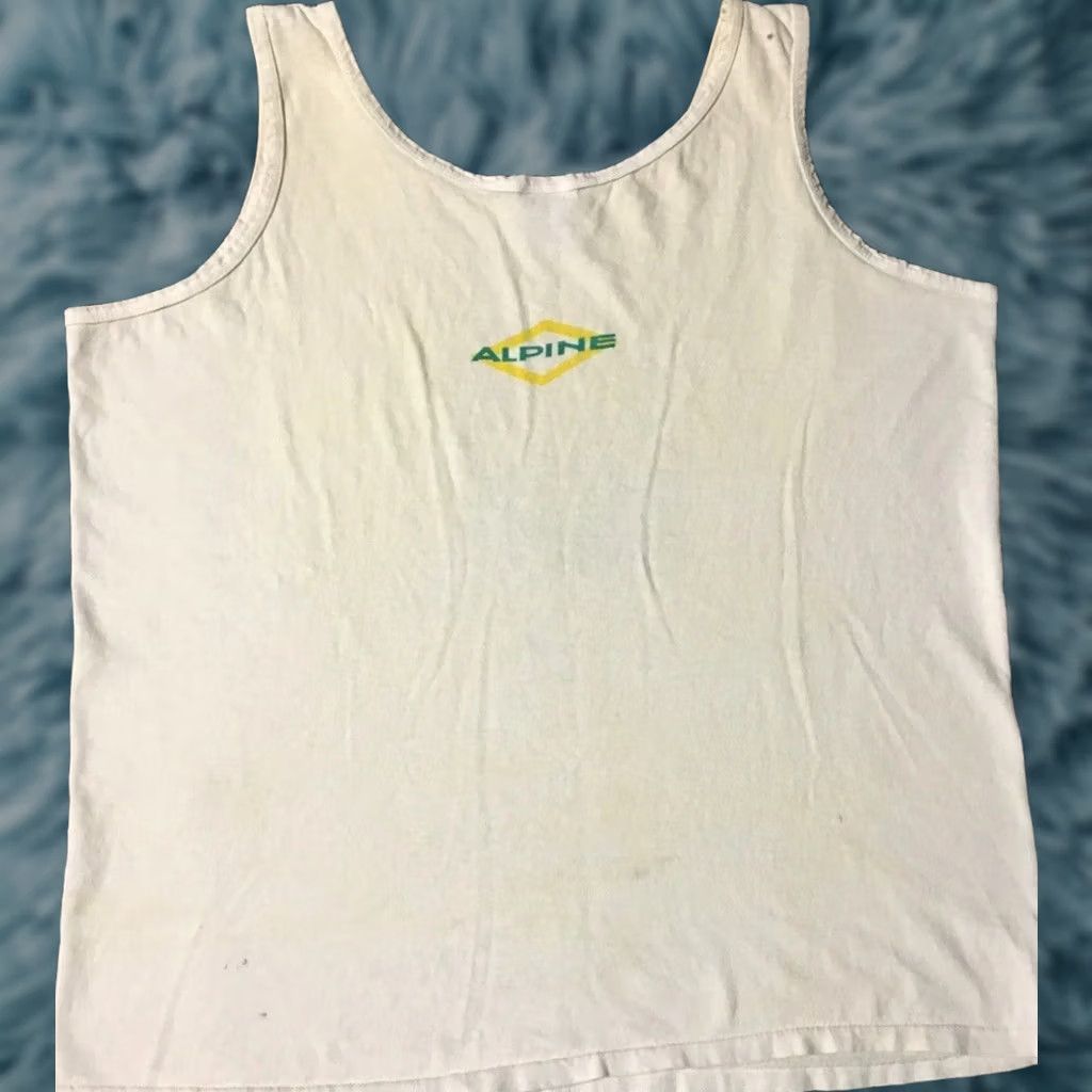 Vintage VINTAGE Alpine Cigarettes Tank Top T-Shirt M White Sleeveless Distressed 90s Grunge Smoking Vaporwave Single Stitch Men US Modern Era Size US M / EU 48-50 / 2 - 1 Thumbnail