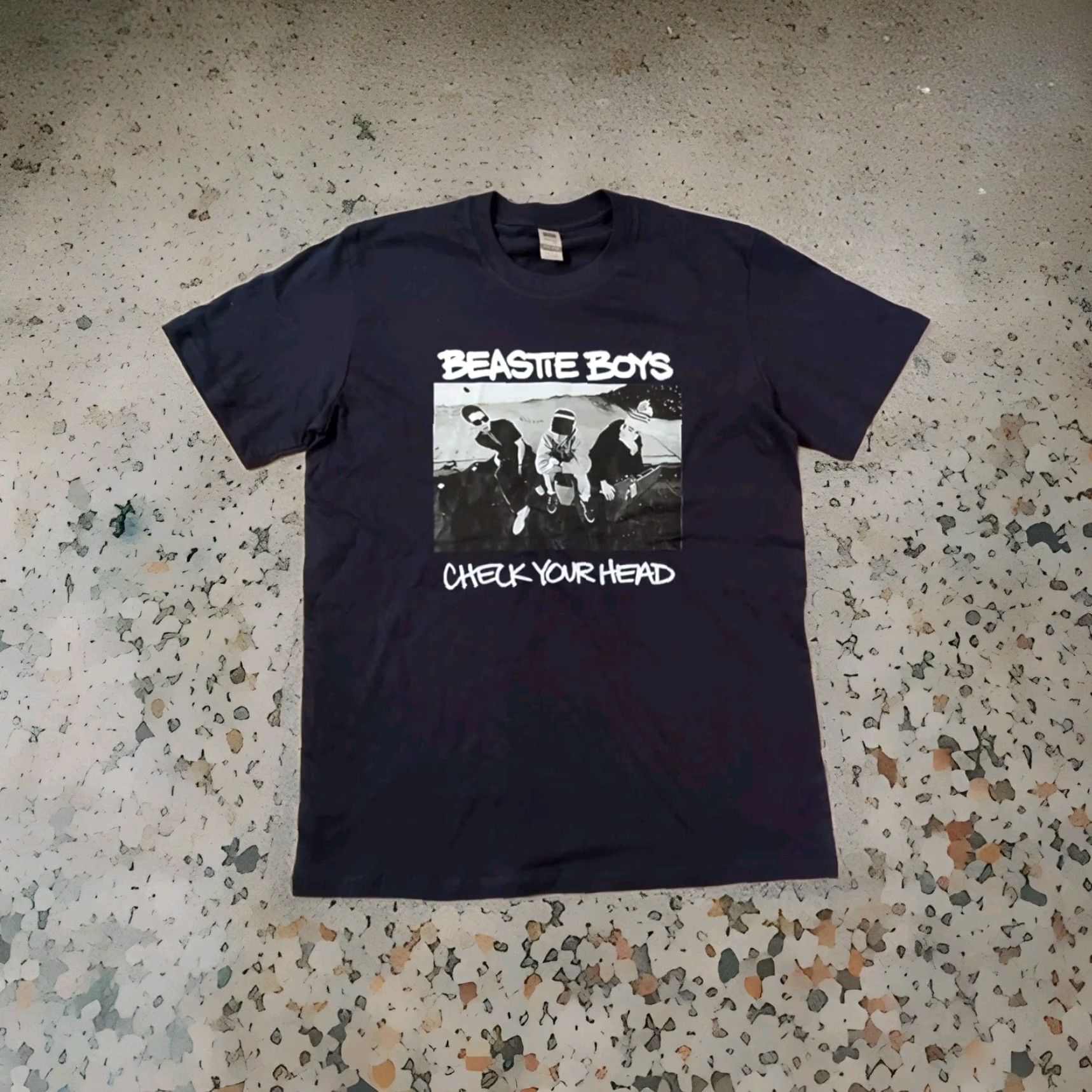Vintage Beastie Boys Check Your Head T Shirt Mens Graphic Print Blue 100% Cotton DIGIPRINT Regular Fit Short Sleeve Crew Neck Rock Punk Hip Hop Concert 2020s Size US L / EU 52-54 / 3 - 6 Thumbnail