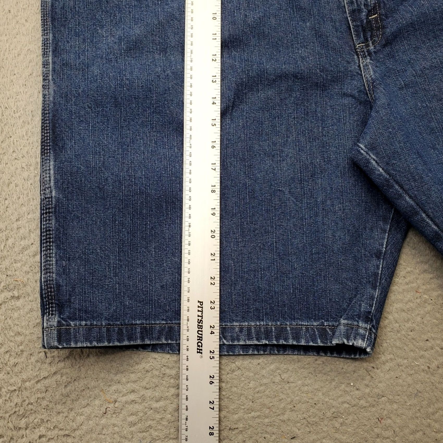 Wrangler Wrangler Mens 48 Blue Denim Carpenter Shorts Bermuda Flat Front High Rise 5-Pocket Regular Waist 10in Inseam Casual Workwear Size US 32 / EU 48 - 3 Thumbnail