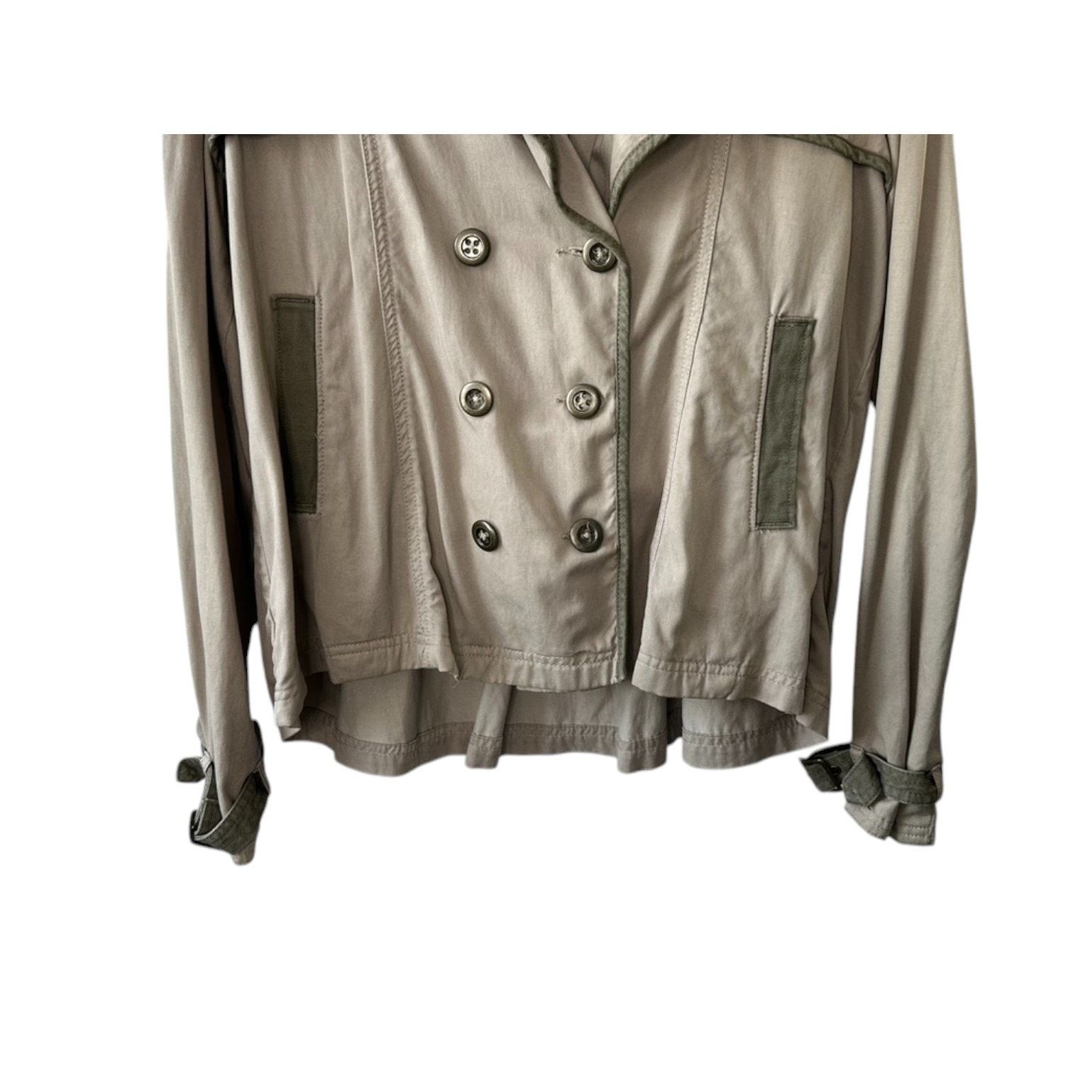 Free People Free People Khaki Double Breasted Cotton Blend Jacket 12 Size XL / US 12-14 / IT 48-50 - 3 Thumbnail