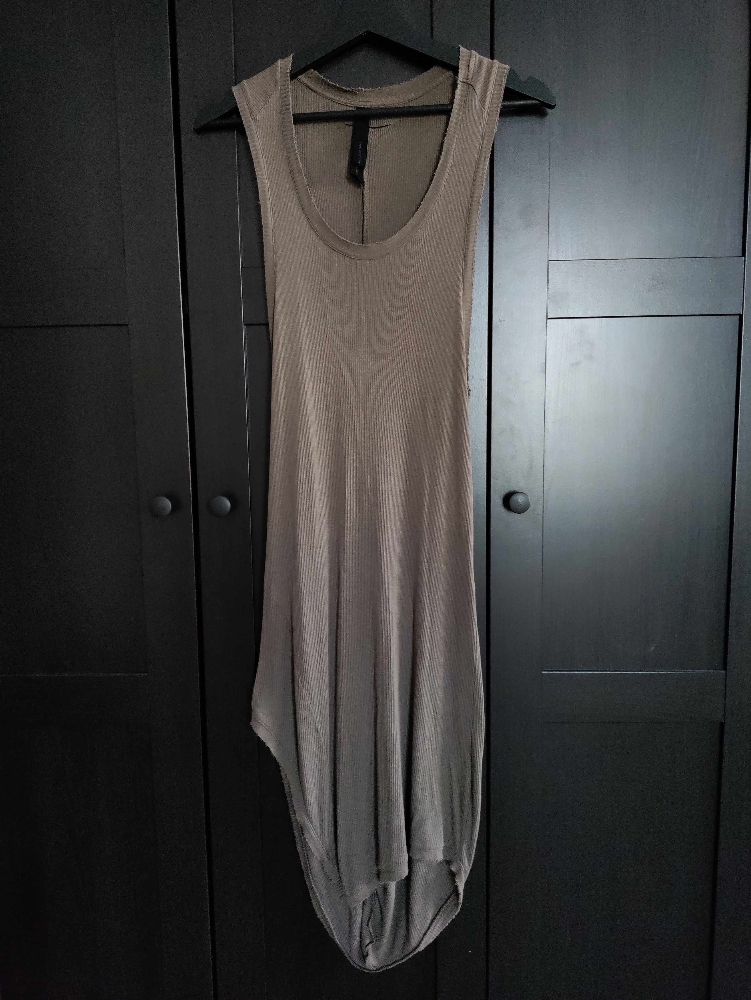 image of First Aid To The Injured Asymetric Elongated Back Drop Tank Top in Beige, Men's (Size Medium)