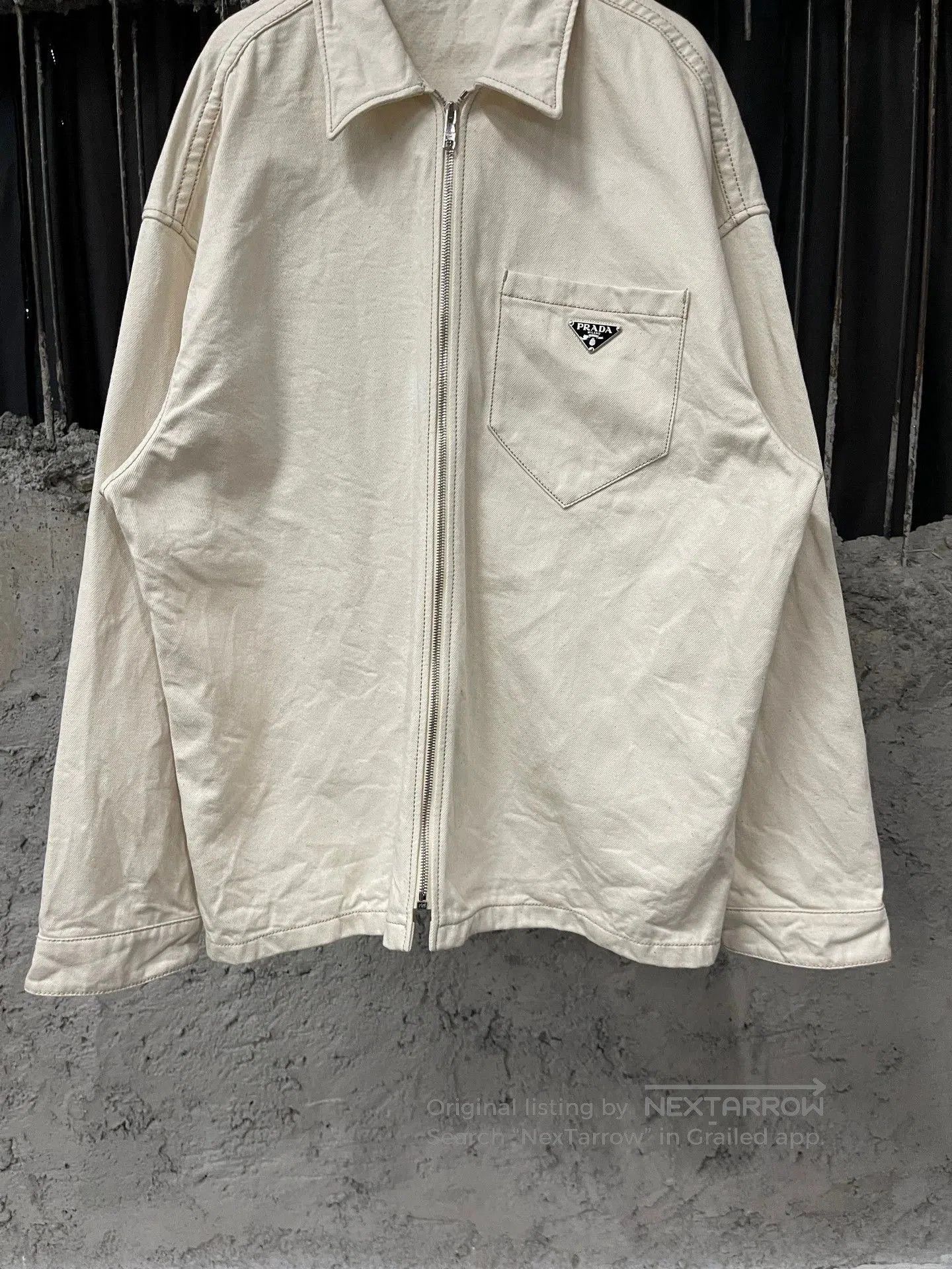 Prada White Collared Zip-Up Jacket - XL. Size US XL / EU 56 / 4 - 4 Thumbnail