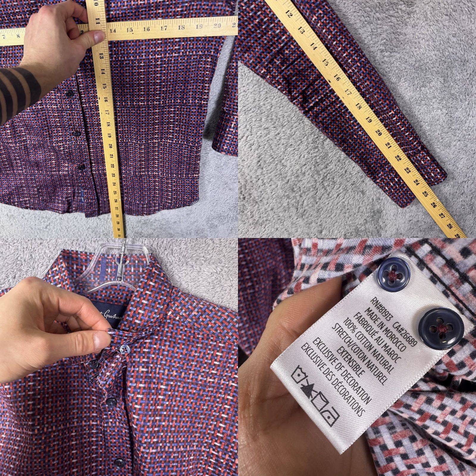 Robert Graham Robert Graham Shirt Mens S Tailored Fit Modern Americana Art AOP Geometric Long Sleeve Button-Up Red Cotton Vintage No Size US S / EU 44-46 / 1 - 8 Thumbnail