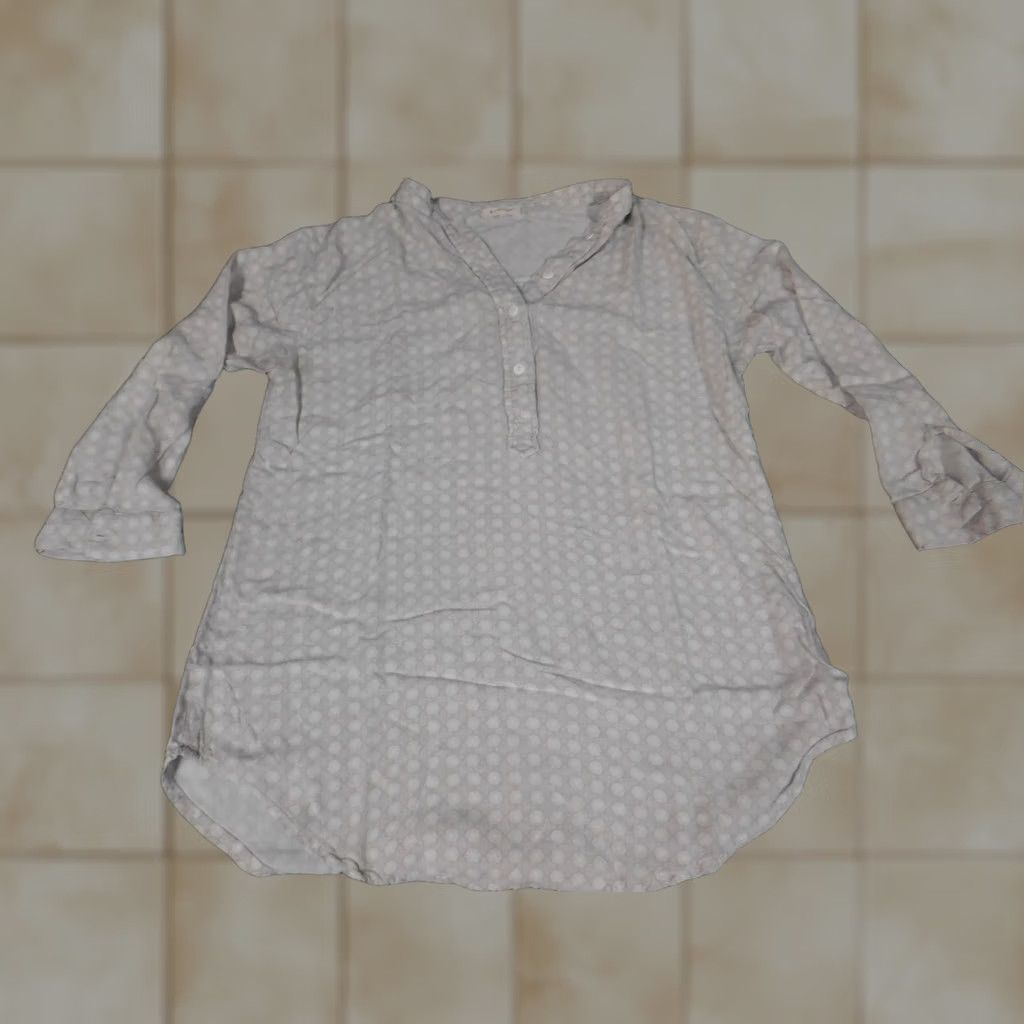 Vintage B Vestry Blouse Shirt Ladies L Gray Floral Crew Neck Long Sleeve Cotton Casual Tunic Classic Stretch Womens Regular Size L / US 10 / IT 46 - 1 Thumbnail