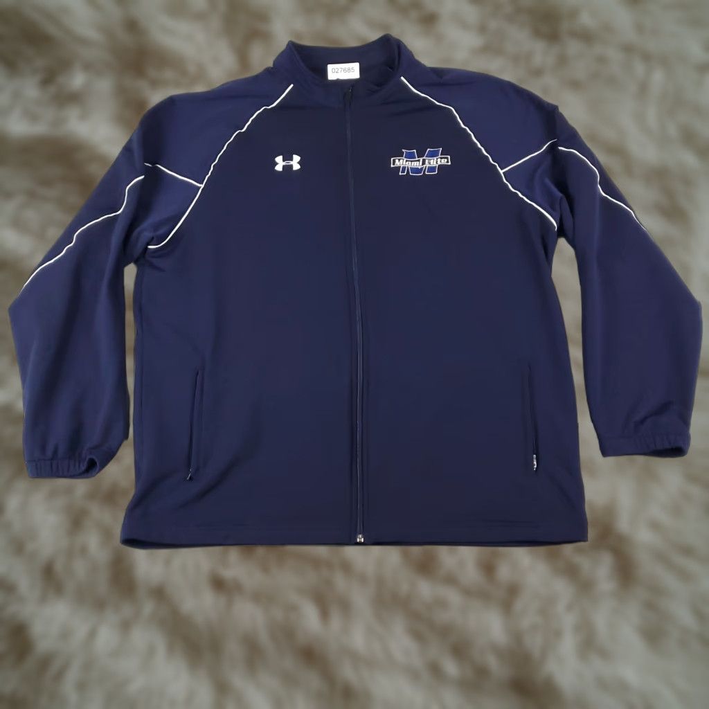 Under Armour VINTAGE Under Armour Jacket Mens XL Navy Blue All Seasons Full Zip Track Sweater Size US XL / EU 56 / 4 - 1 Thumbnail