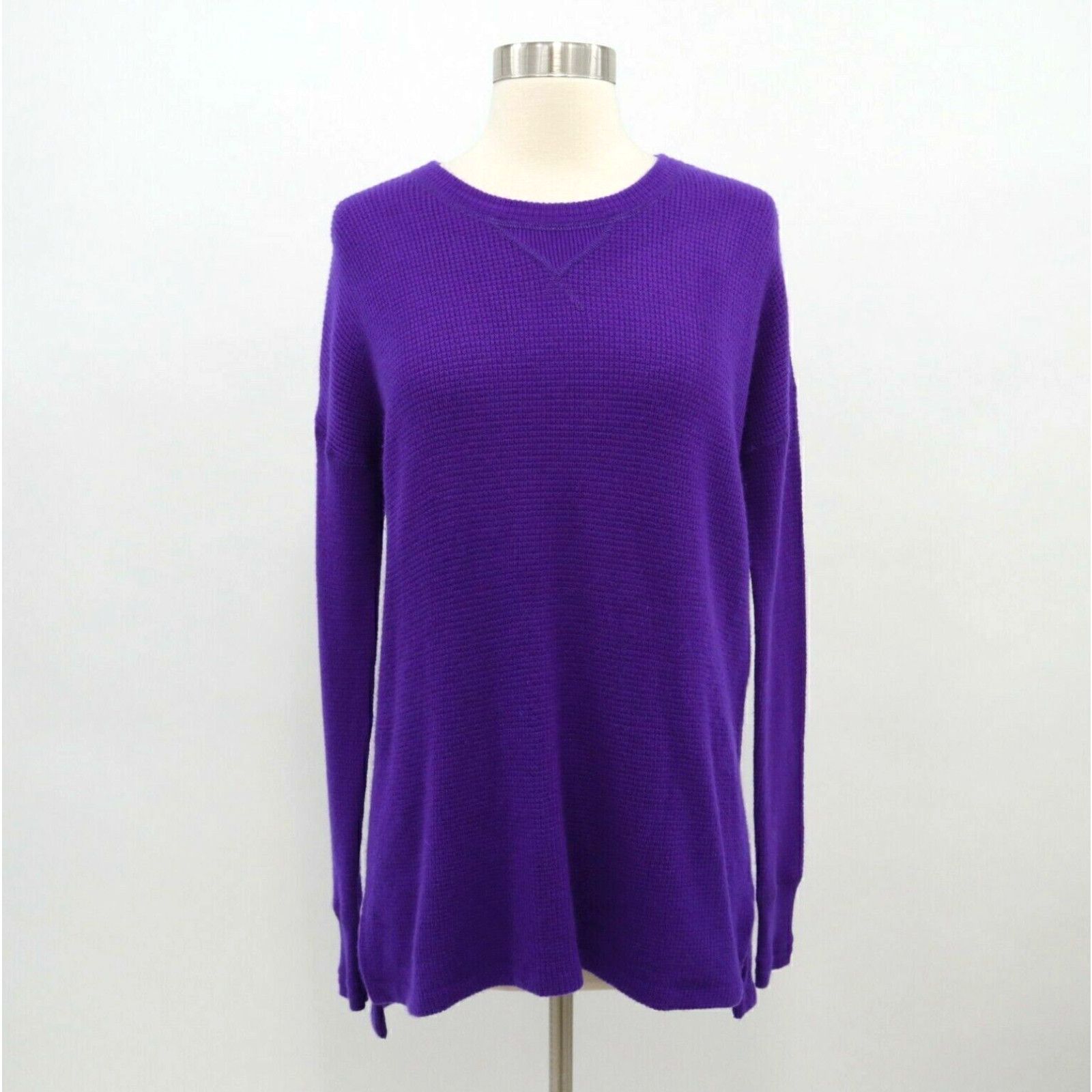 image of Polo Ralph Laurent Cashmere Sweater Pullover Womens S Small Purple Crew Hi Low in White