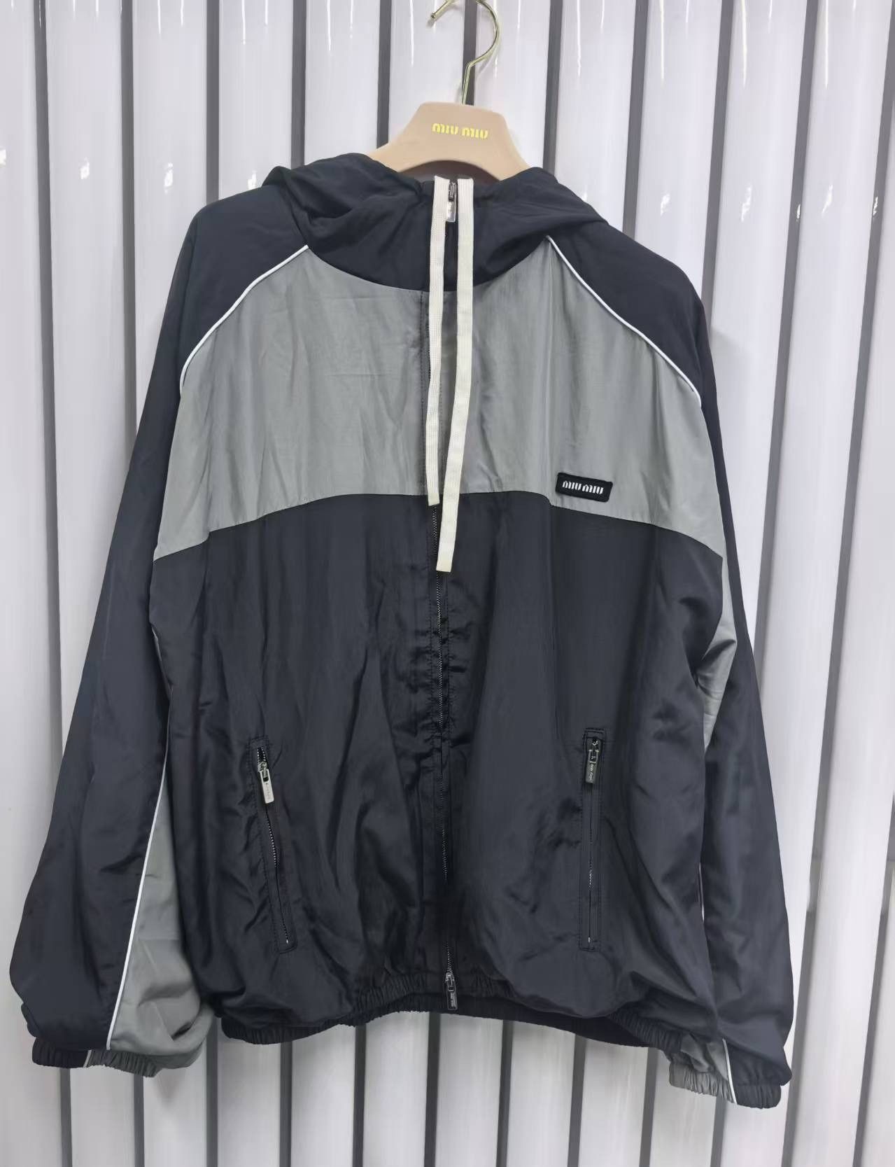 Miu Miu Miu Miu jacket technical silk in blue windbreaker Size US L / EU 52-54 / 3 - 1 Thumbnail