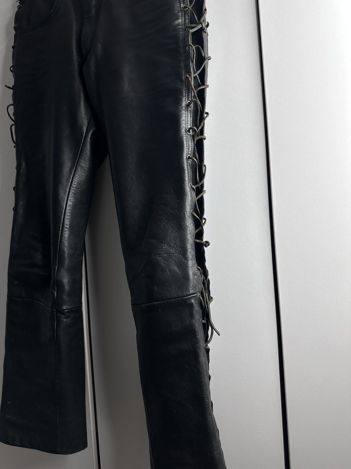 Other Vintage Polo Heavy Leather Lace-Up Pants Black size 38 Size 27" / US 4 / IT 40 - 3 Thumbnail