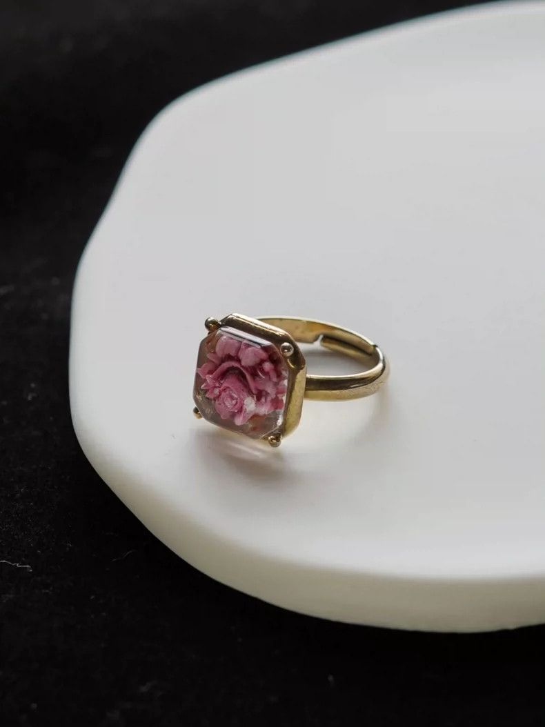 Kenzo KENZO Pink rose relief ring Size ONE SIZE - 1 Thumbnail