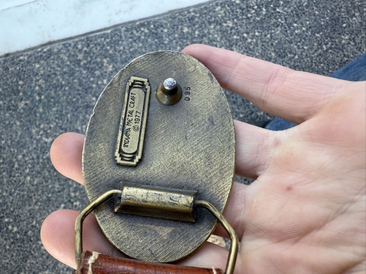 Vintage 70s handmade leather belt Size 32 - 3 Thumbnail