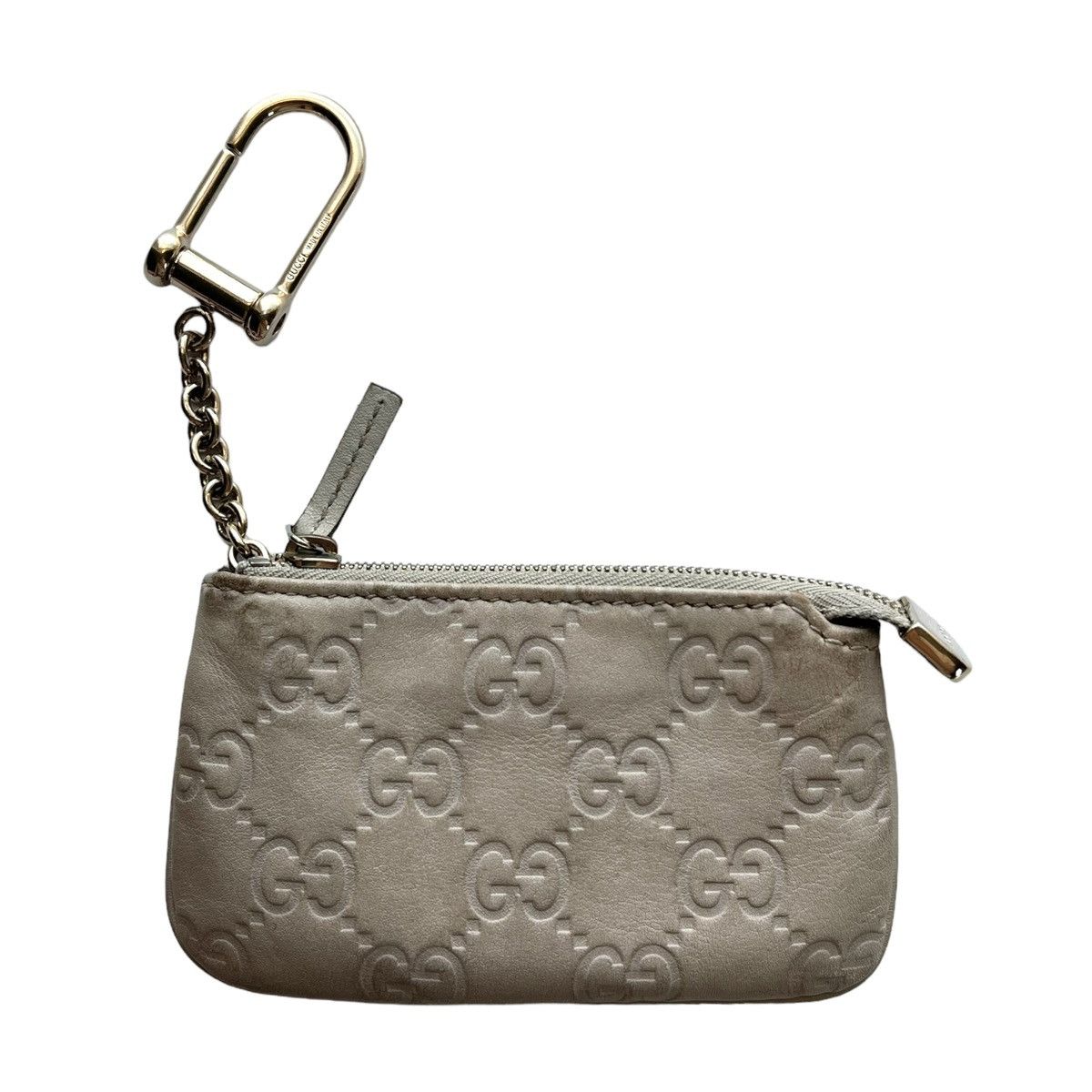 image of Gucci Monogram Key Pouch Wallet in Beige, Women's