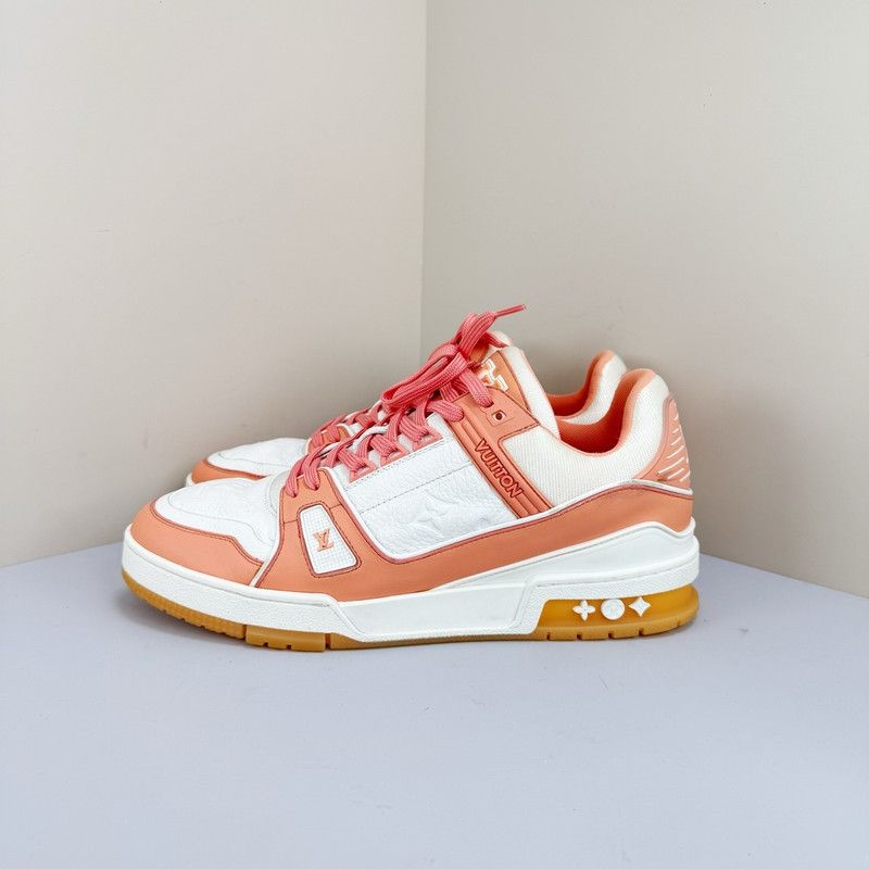 Louis Vuitton Louis Vuitton Trainer Leather Sneakers in Peach Pink 0079 Size US 8.5 / EU 41-42 - 1 Thumbnail