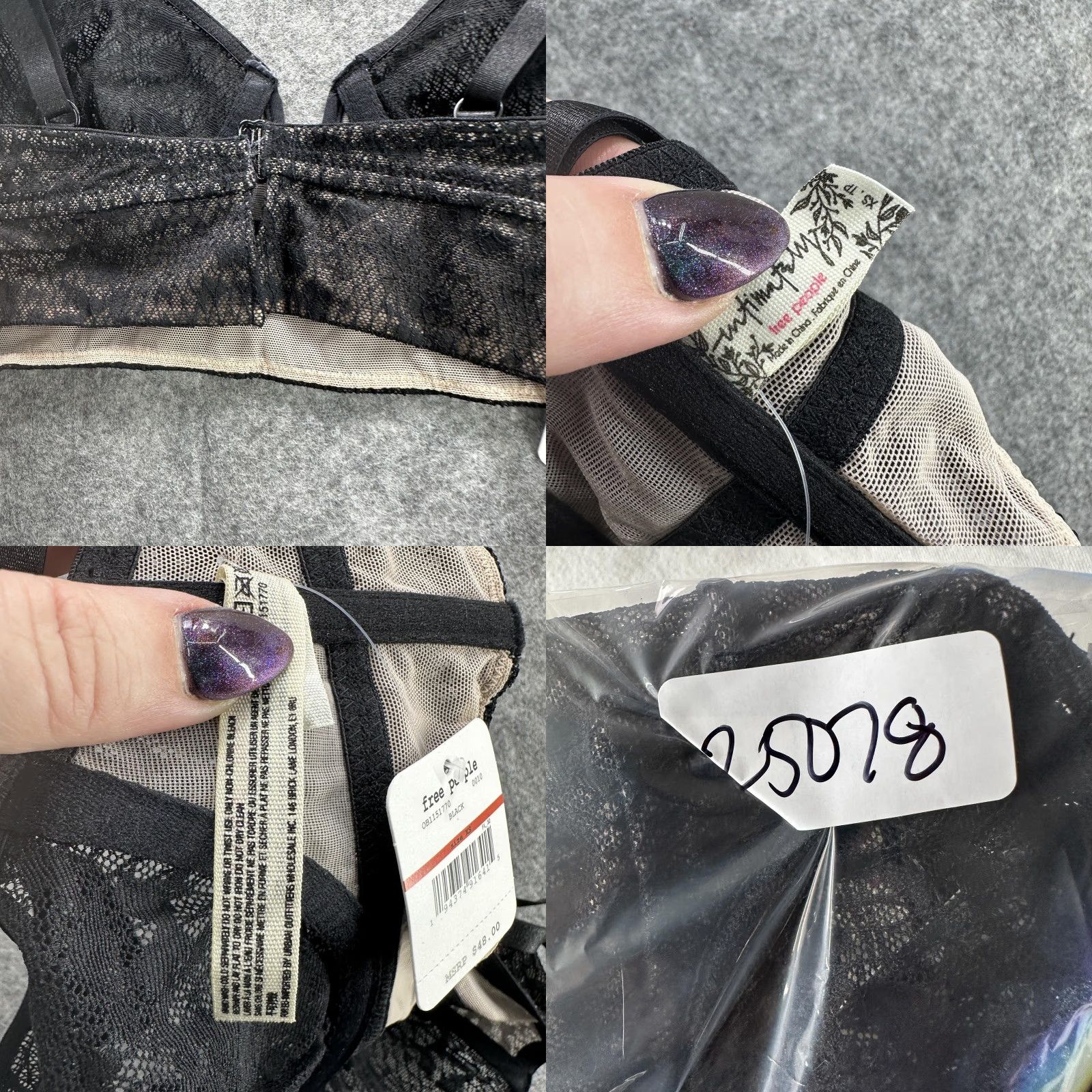 Free People Free People Bralette Womens XS Black Lace V Wire Longline Intimately NWT Bra Size ONE SIZE - 8 Thumbnail