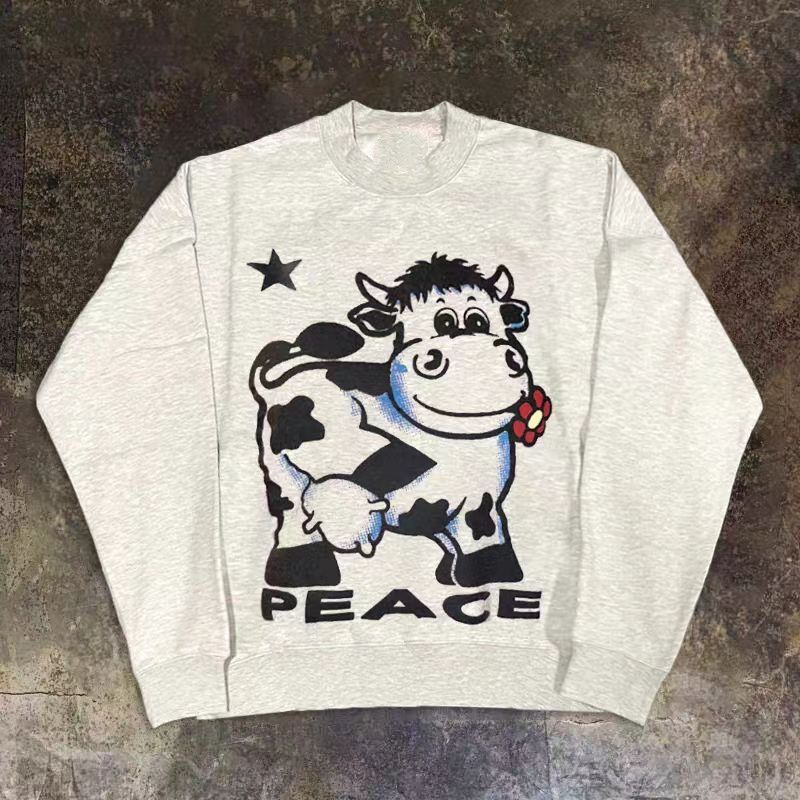 Vintage Men's Casual Retro Cow Print Cotton Sweatshirt y2k Size US M / EU 48-50 / 2 - 1 Thumbnail