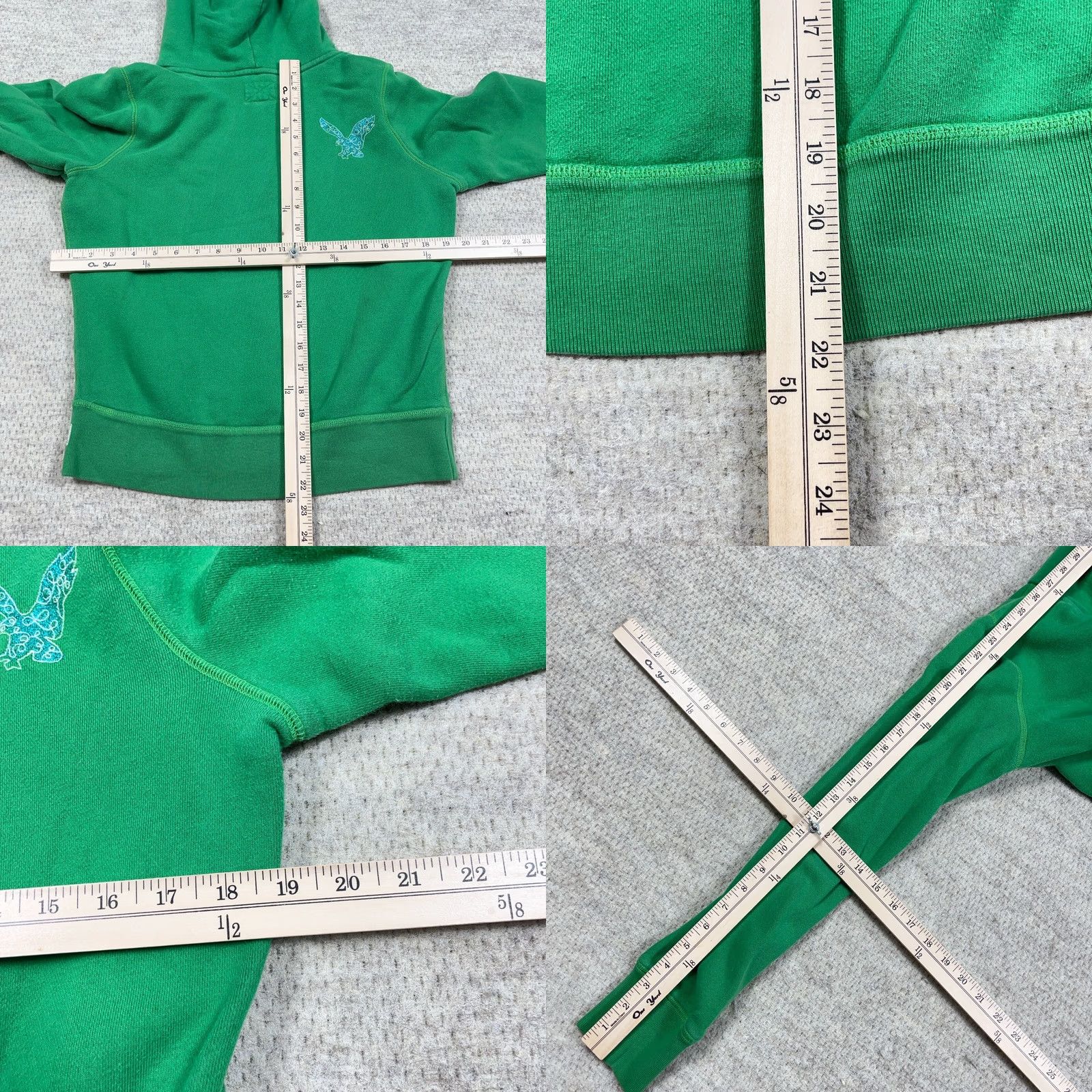American Eagle Outfitters VINTAGE American Eagle Outfitters Hooded Sweatshirt Hoodie Women M Green 2000s Spellout Logo Pockets Size M / US 6-8 / IT 42-44 - 9 Thumbnail
