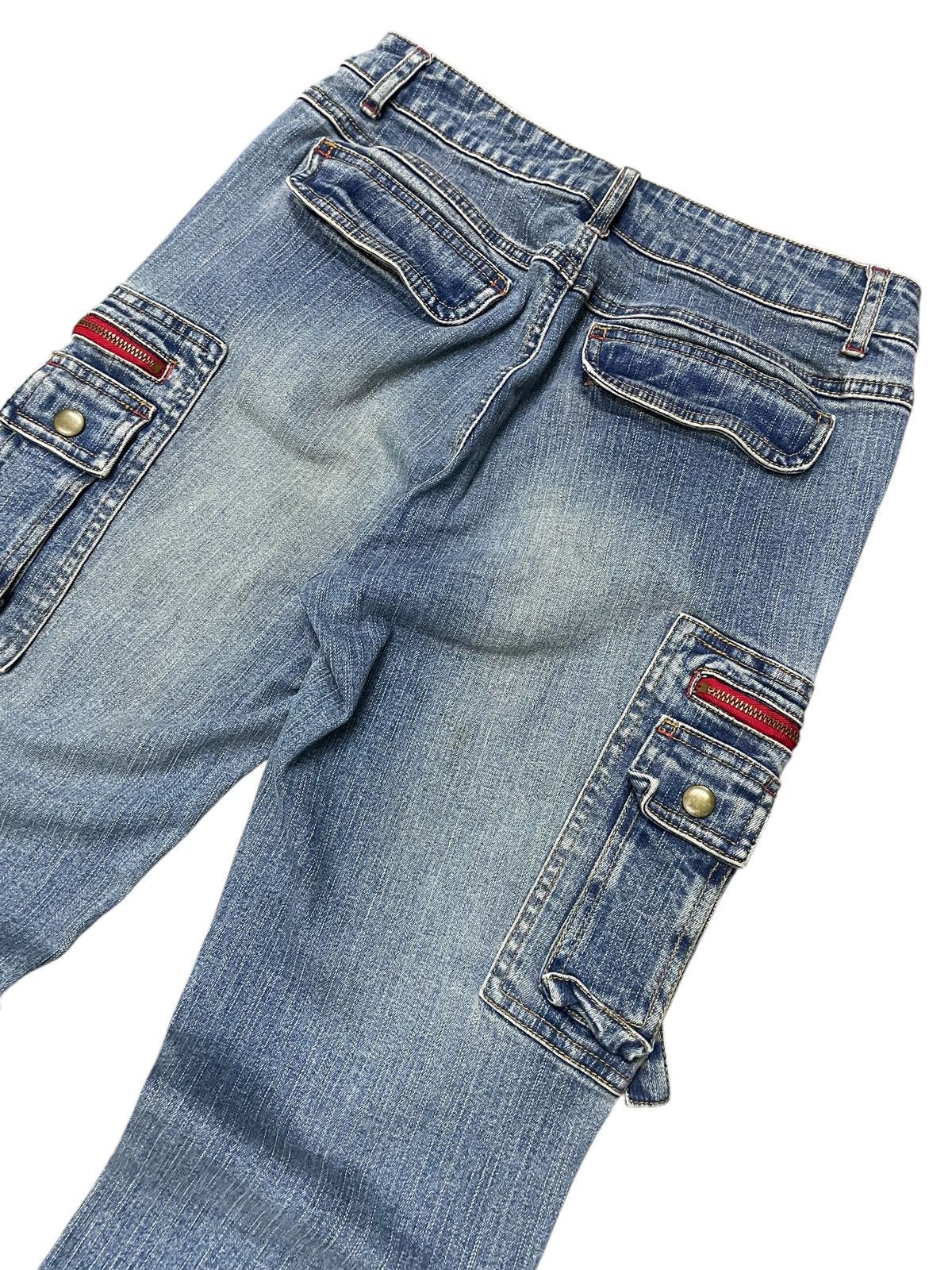 Japanese Brand × Le Grande Bleu (L.G.B.) × Tornado Mart Strech Cargo Flare Multi Pocket Jeans Size US 27 - 12 Thumbnail