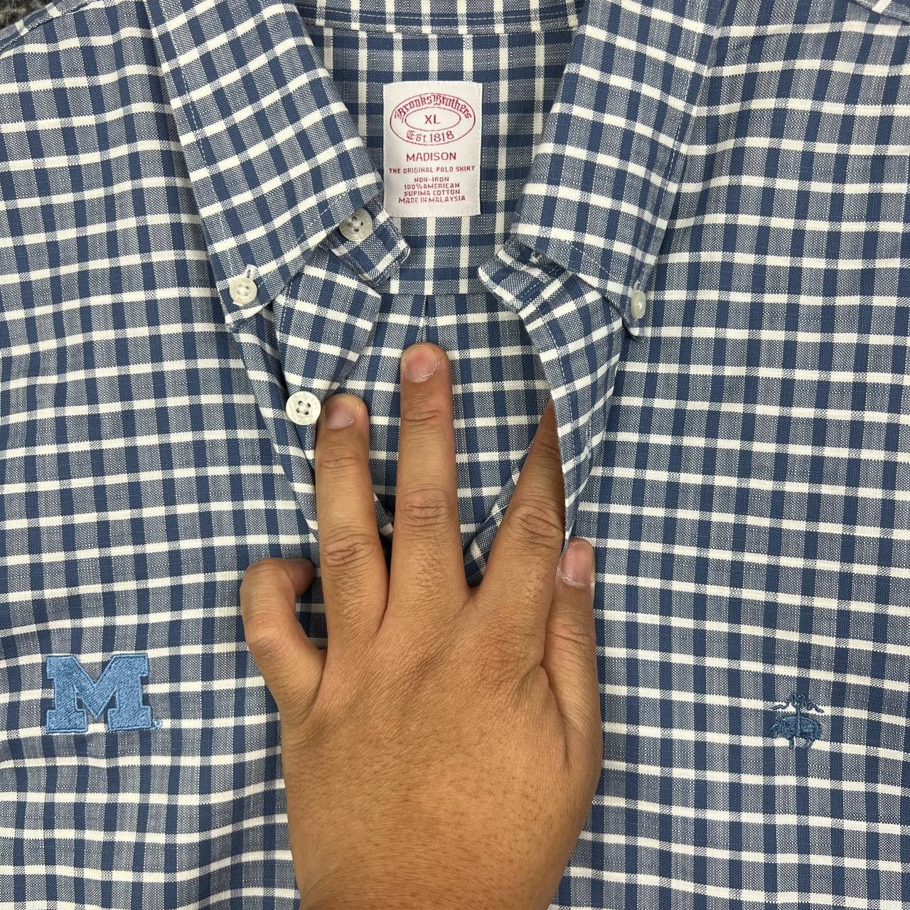 Brooks Brothers Brooks Brothers Button Down XL Michigan Wolverines Gingham Size US XL / EU 56 / 4 - 3 Thumbnail