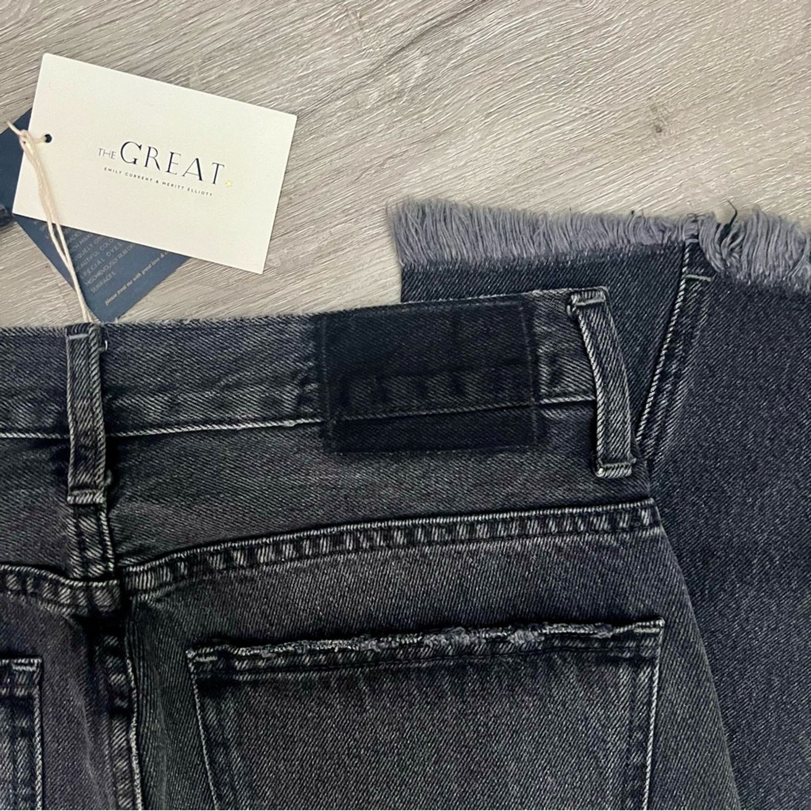 THE GREAT NWT The Great The Kick Bell Jeans Onyx Black Denim Tassel 26 Size 26" / US 2 / IT 38 - 12 Thumbnail