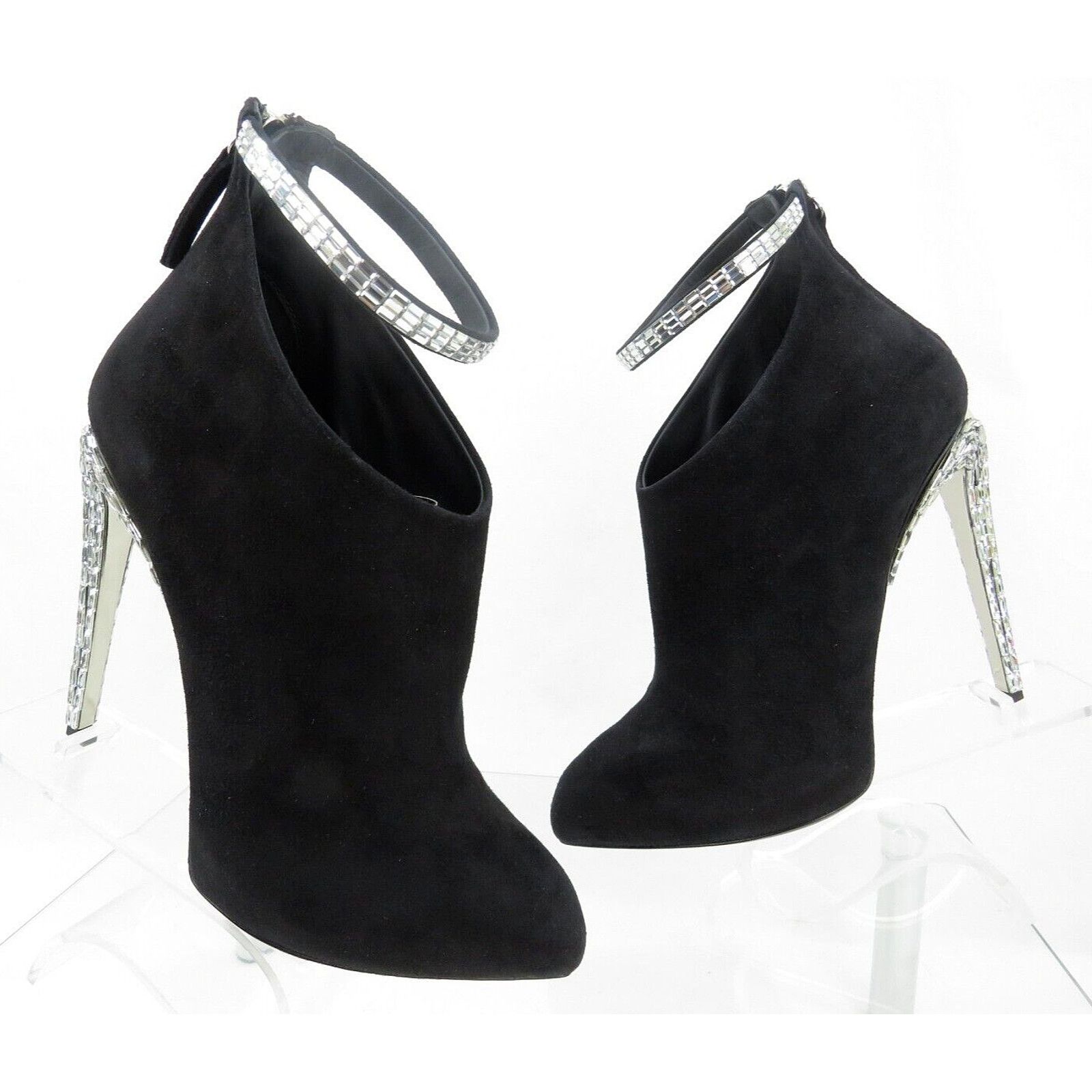 Giuseppe Zanotti LOPEZ FRIDA BLACK SUEDE CRYSTALS ANKLE ZIP BOOTIE PUMPS 39 Size US 9 / IT 39 - 2 Thumbnail