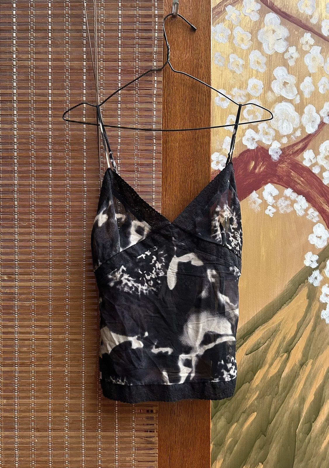 Karl Lagerfeld Karl Lagerfeld X H&M Silk Mesh Crop Top Abstract Floral Size S / US 4 / IT 40 - 1 Thumbnail