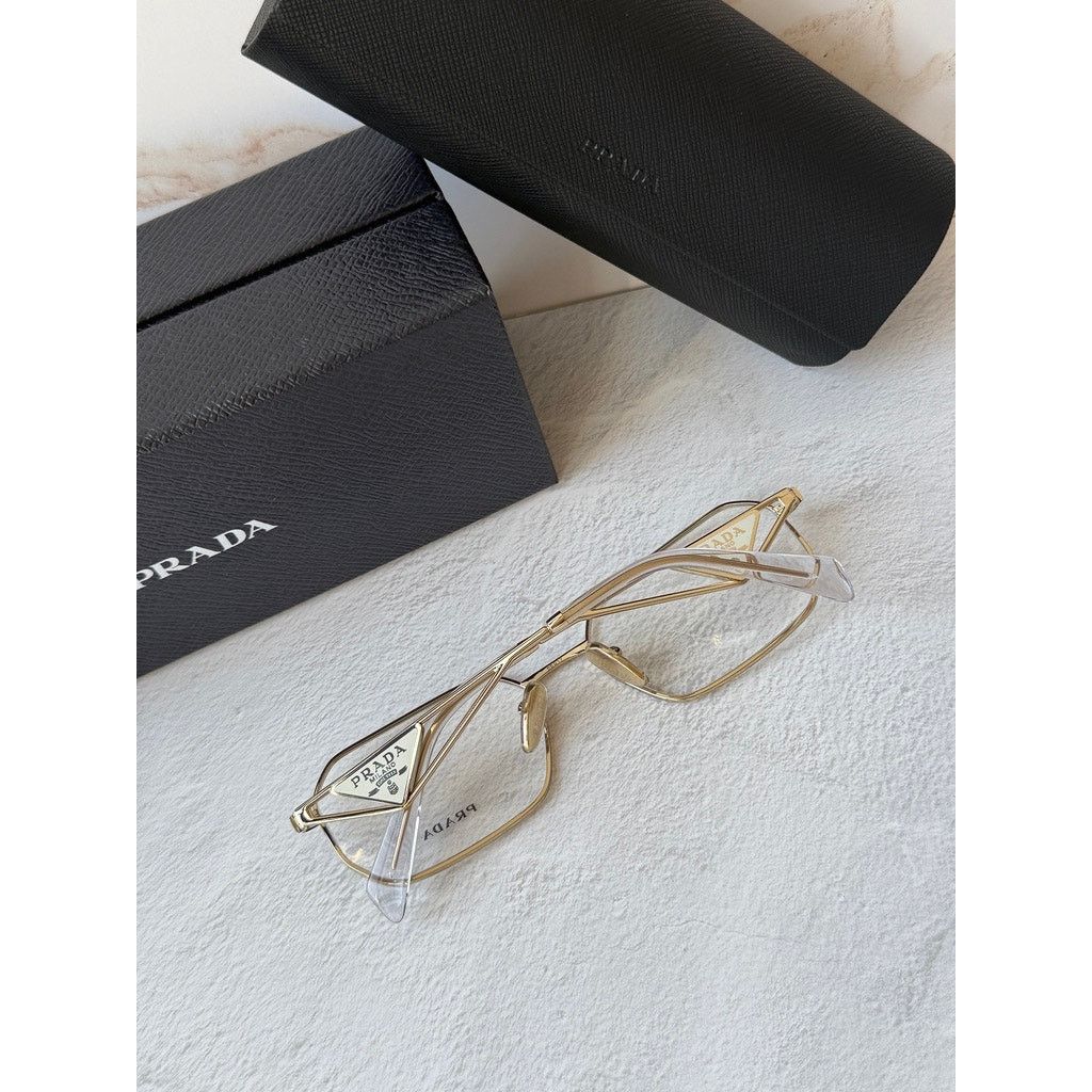 Prada NEW Prada PR A53V Gold Hexagon Unisex Eyeglasses Frames Size ONE SIZE - 2 Thumbnail