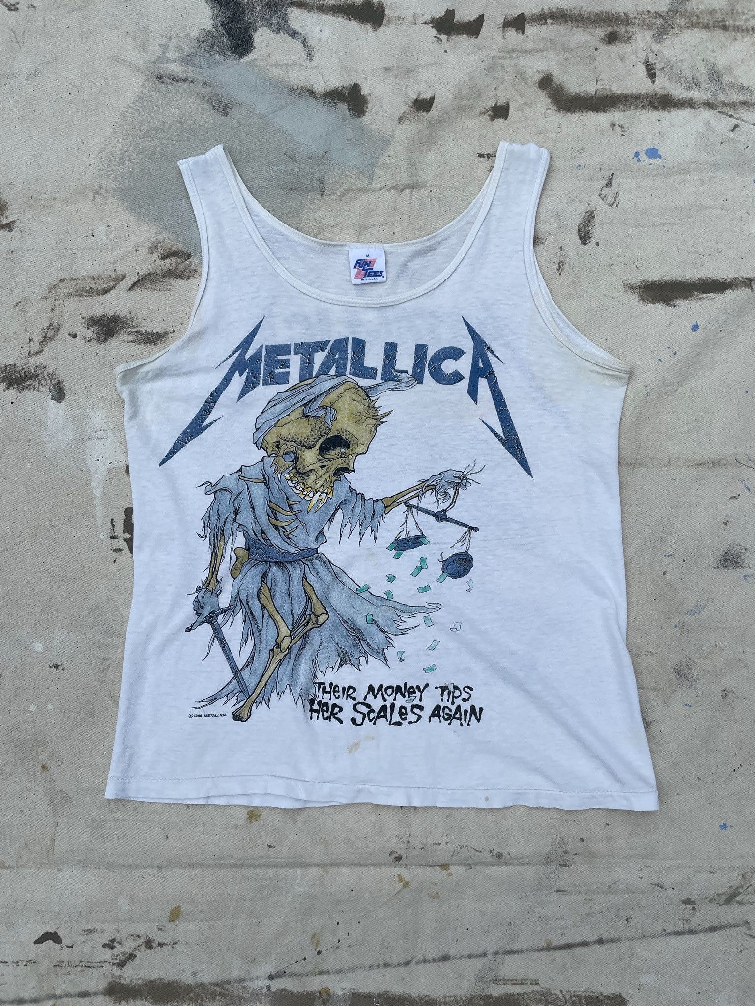 image of Band Tees x Metallica Vintage Metallica 'doris' Tank Top- 1980S in White, Men's (Size Medium)