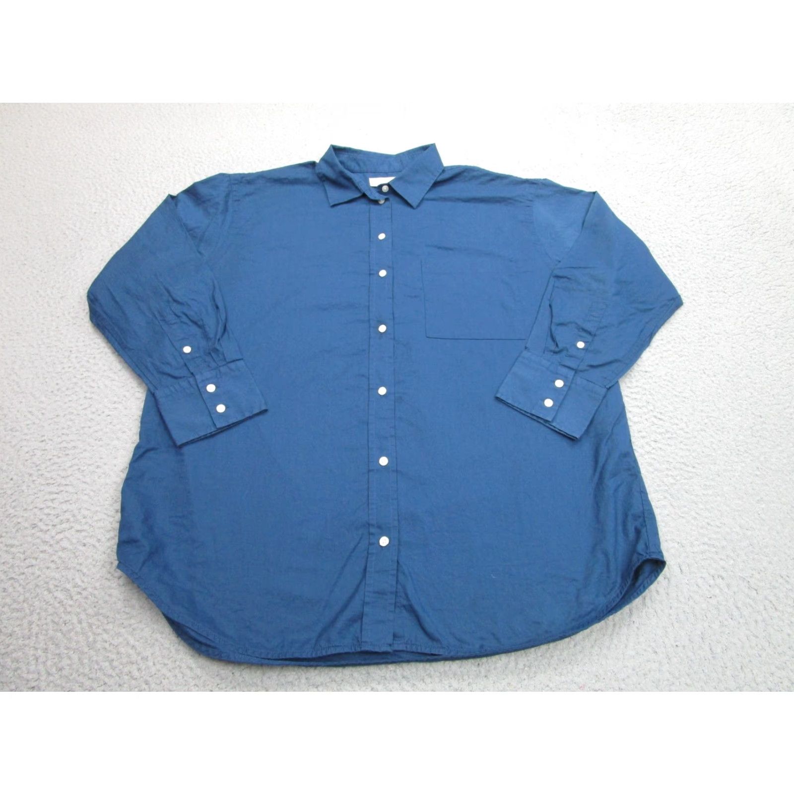 Everlane Everlane Shirt Womens 10 Blue 100% Cotton Button Front Oversized Tunic Top Size L / US 10 / IT 46 - 2 Thumbnail