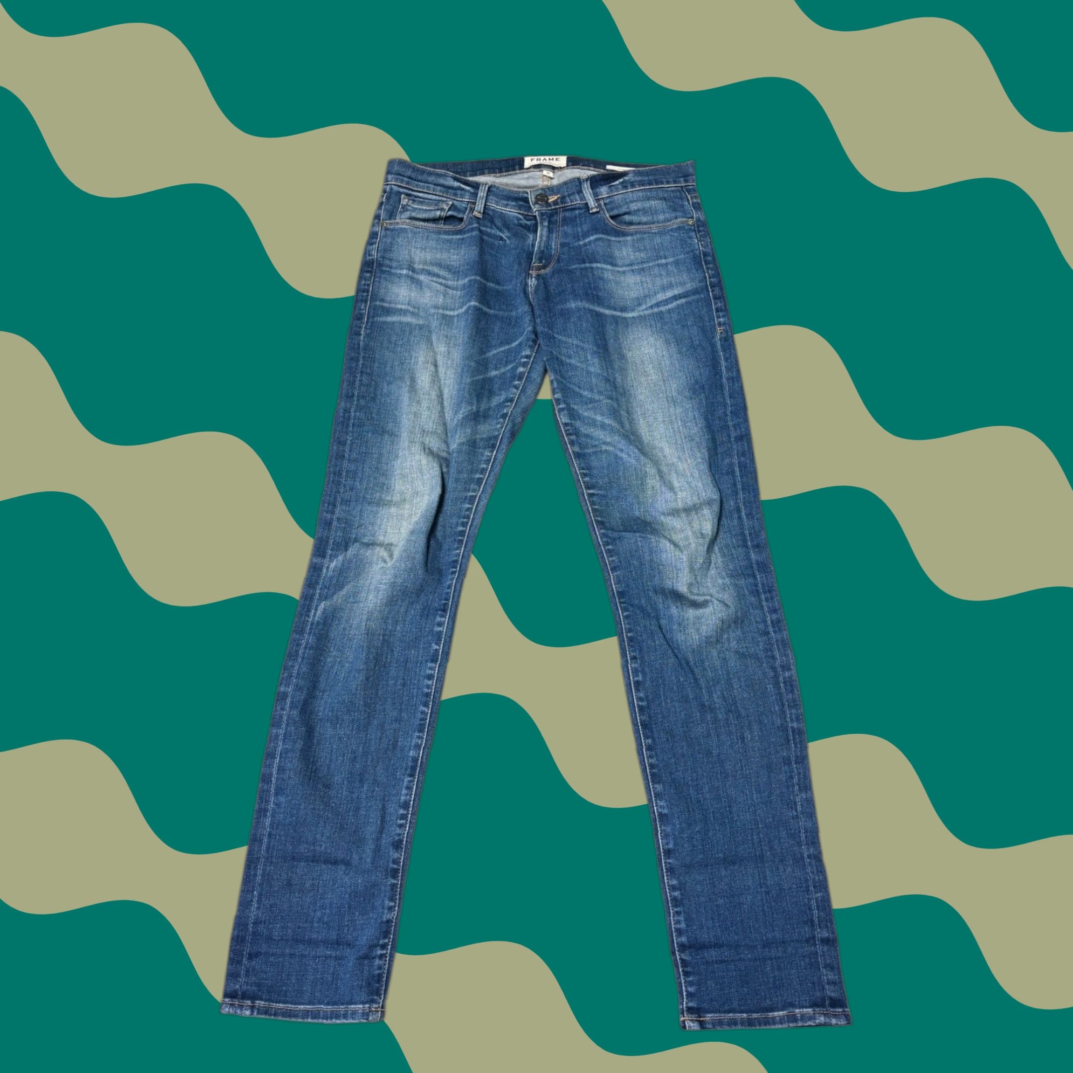 FRAME Jeans Women 32X30 Blue Wash Denim Straight Leg Womens